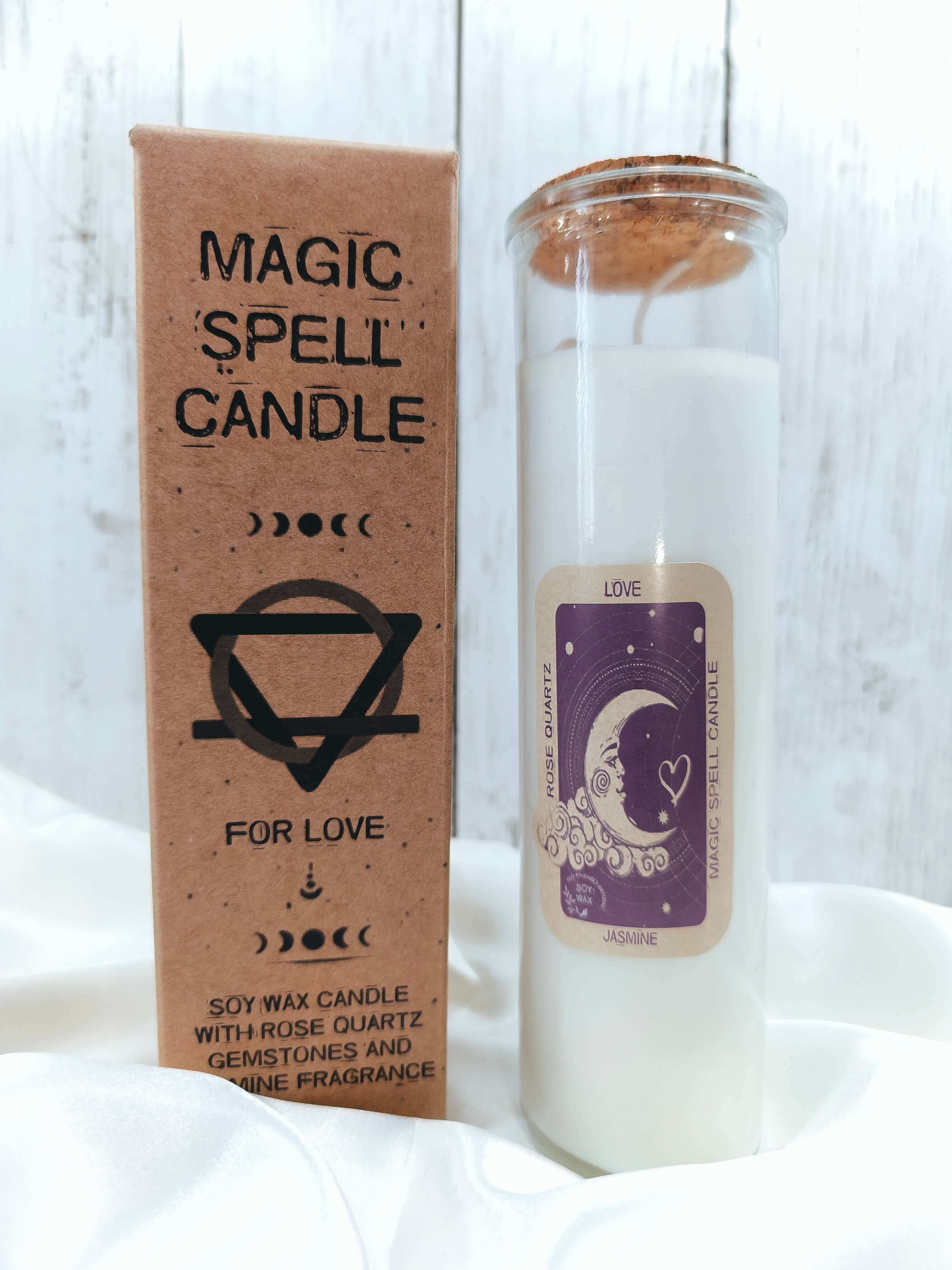 BOUGIE MAGIQUE DE l'AMOUR - QUARTZ ROSE & JASMIN - CIRE DE SOJA