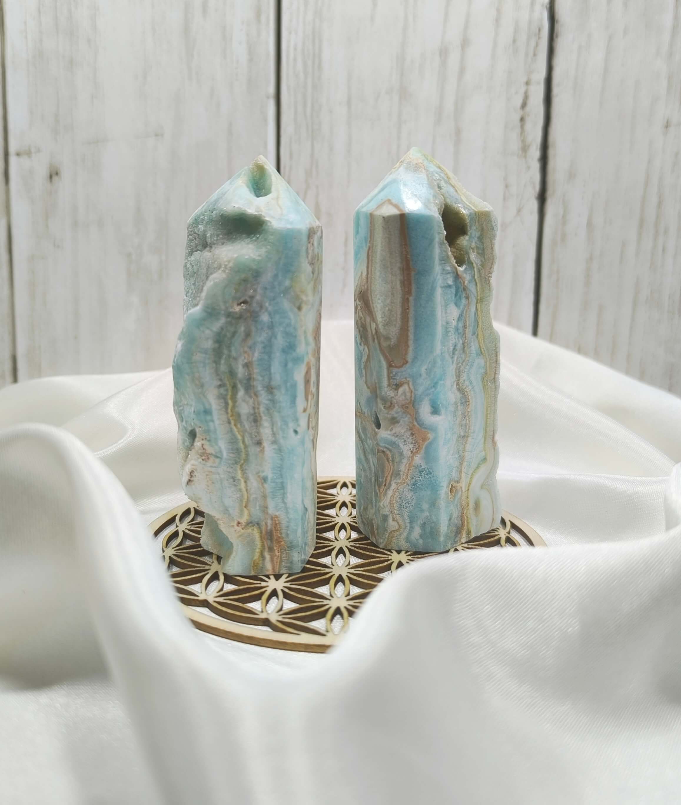 PIERRE D'ARAGONITE - BLEUE - NATURELLE BRUT - HAUTE QUALITE - FINITION POLIE 