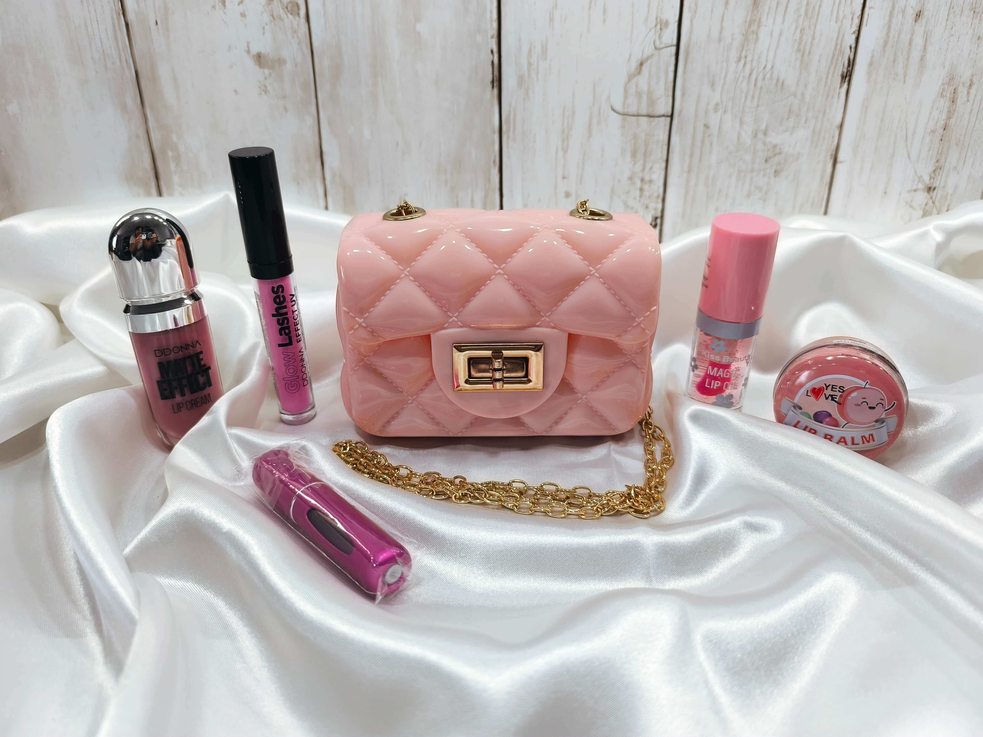 BOX BEAUTE - MINI SAC PVC ROSE POUDREE – GLAM & GLOW 