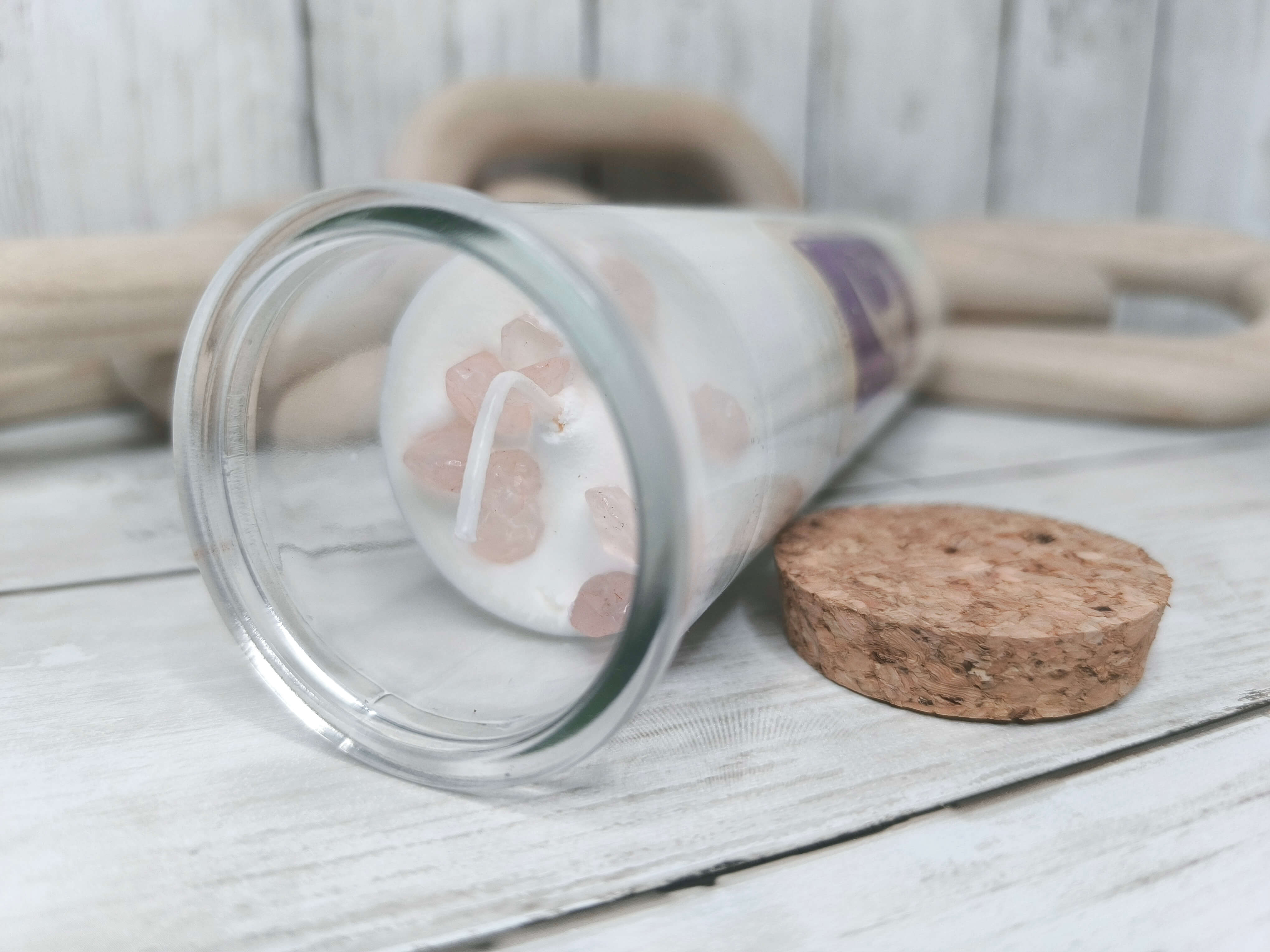 BOUGIE MAGIQUE DE l'AMOUR - QUARTZ ROSE & JASMIN - CIRE DE SOJA