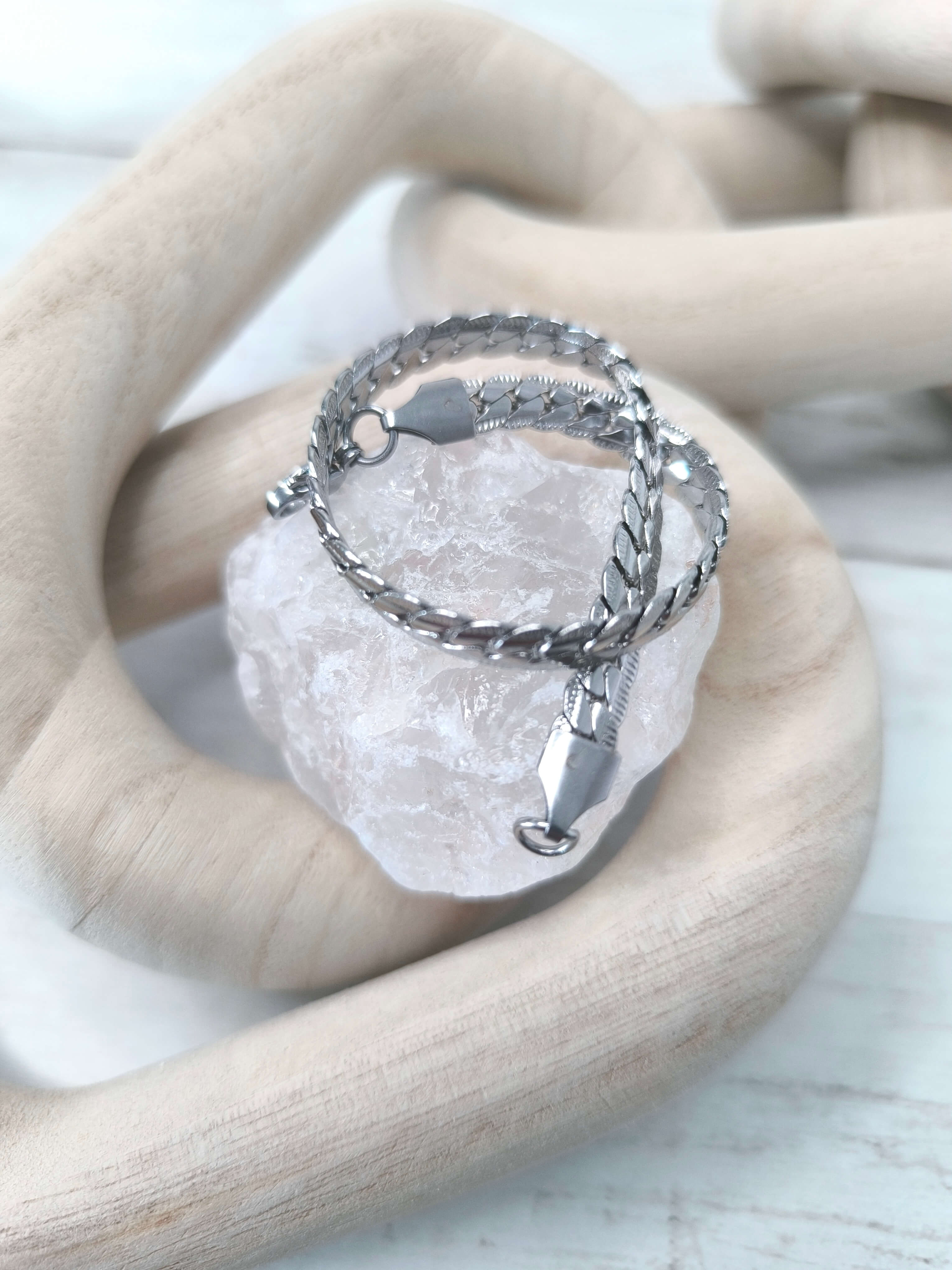 GOURMETTE HOMME - EN ACIER INOXYDABLE - MAILLES SERREES - 21 CM