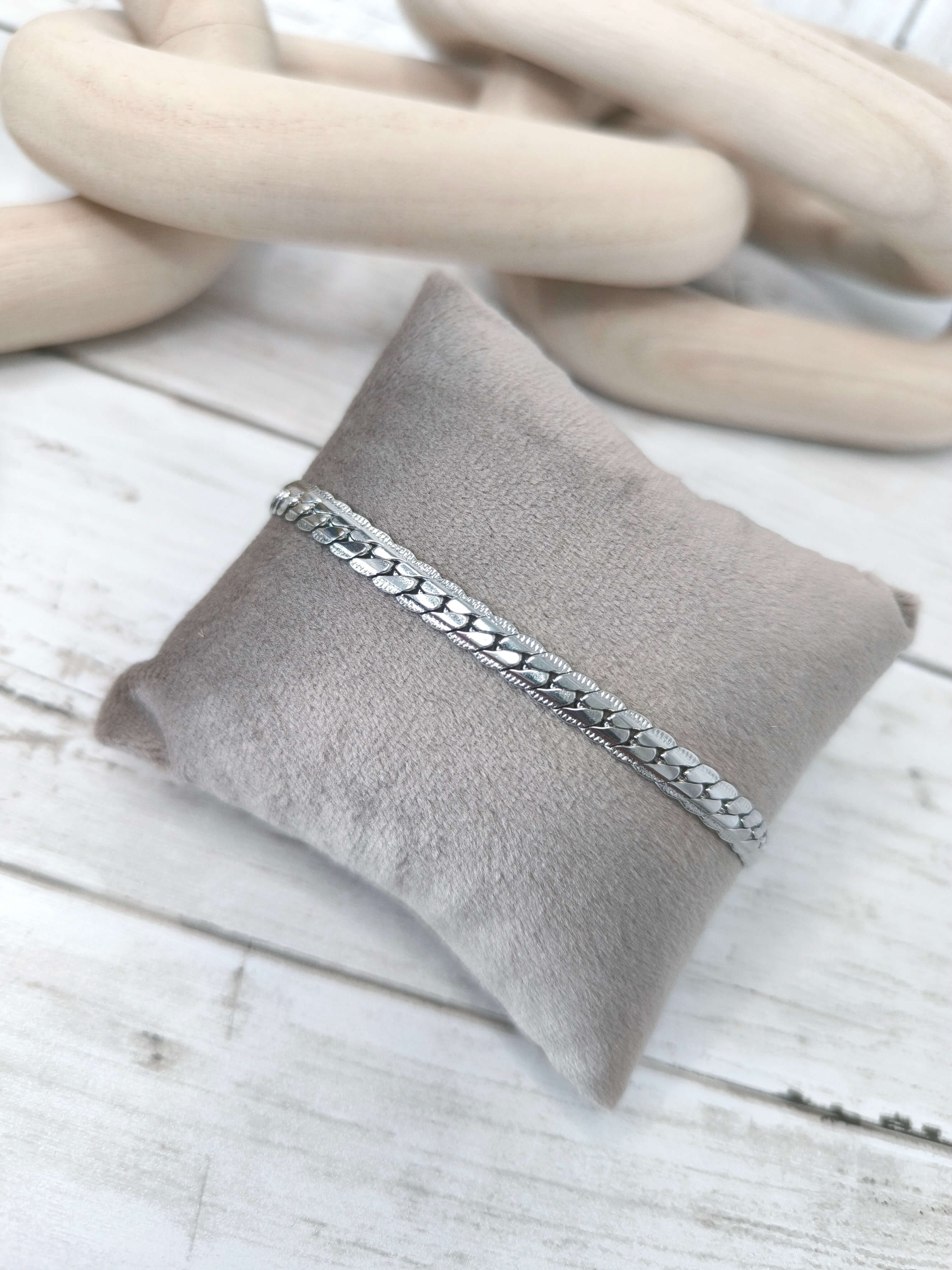 GOURMETTE HOMME - EN ACIER INOXYDABLE - MAILLES SERREES - 21 CM