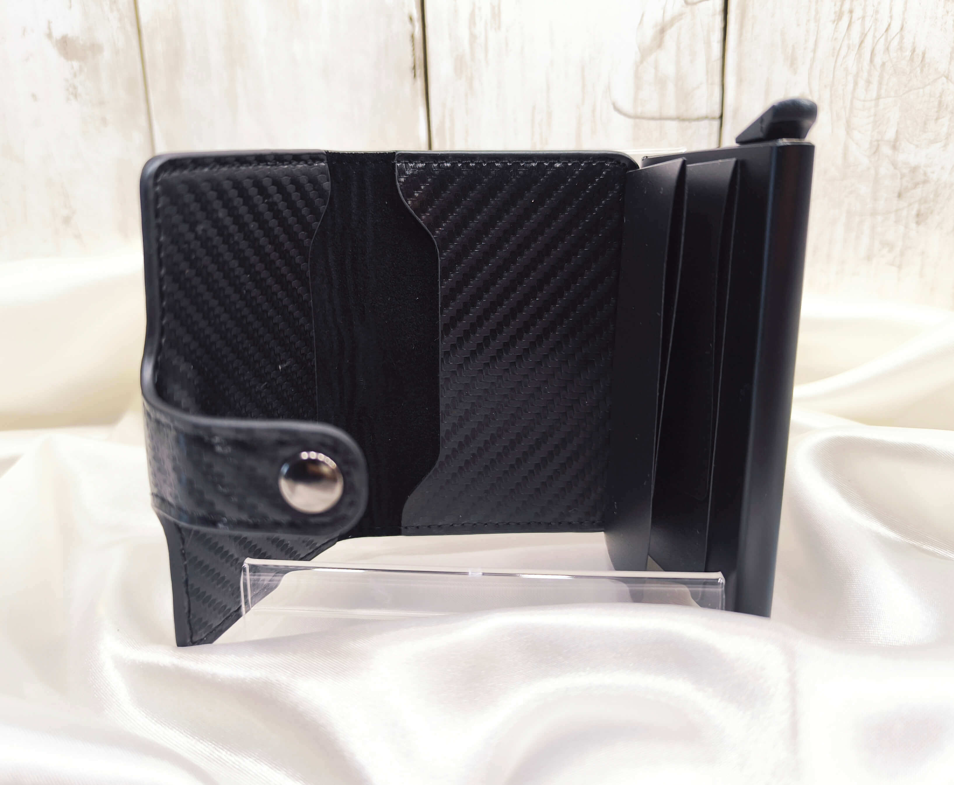 PORTE CARTES NOIR POUR HOMME - IMITATION CARBONNE - ELEGANT & COMPACTE