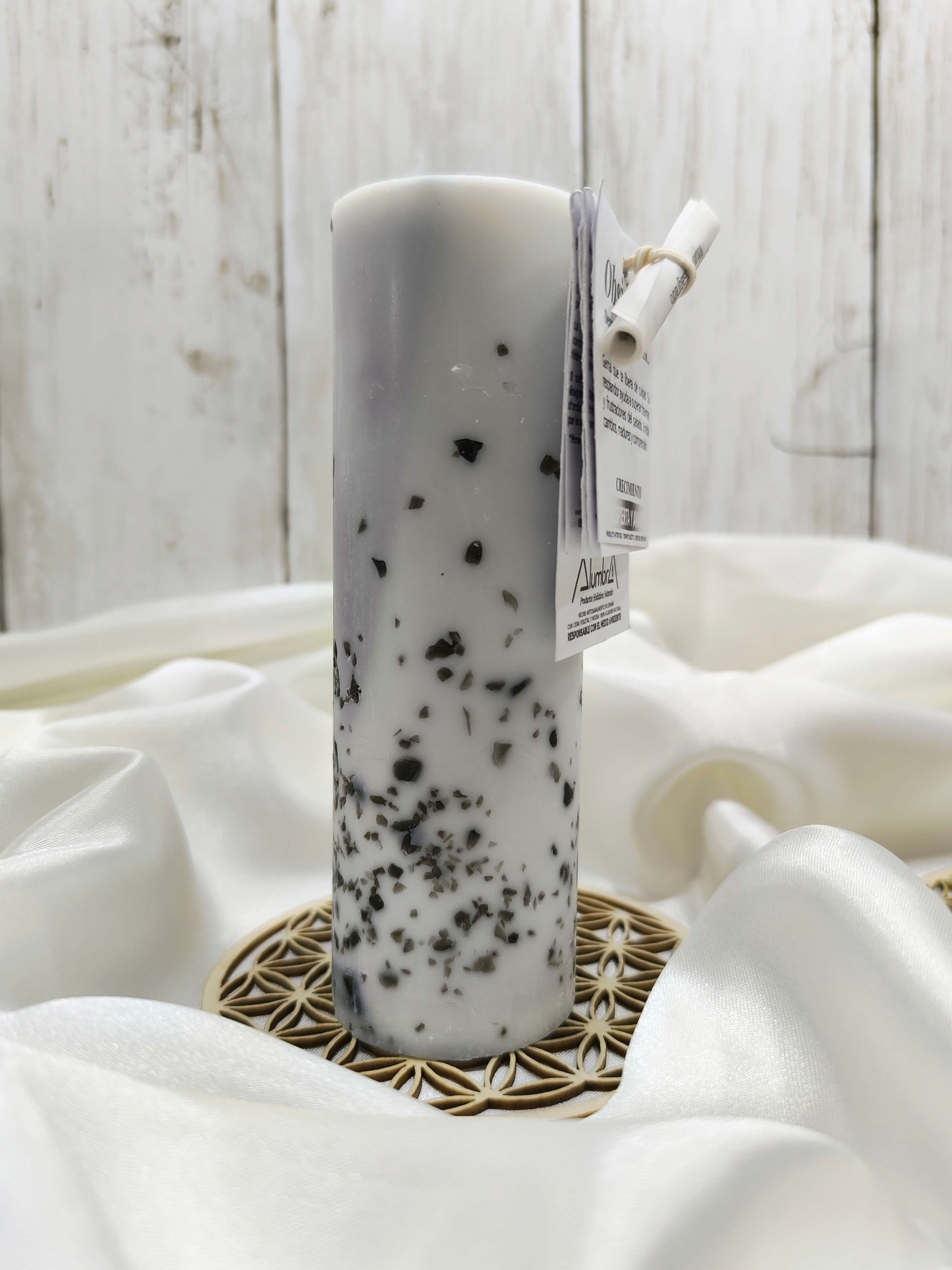 BOUGIE ARTISANALE A L'OBSIDIENNE - LIBERATION & CROISSANCE INTERIEURE