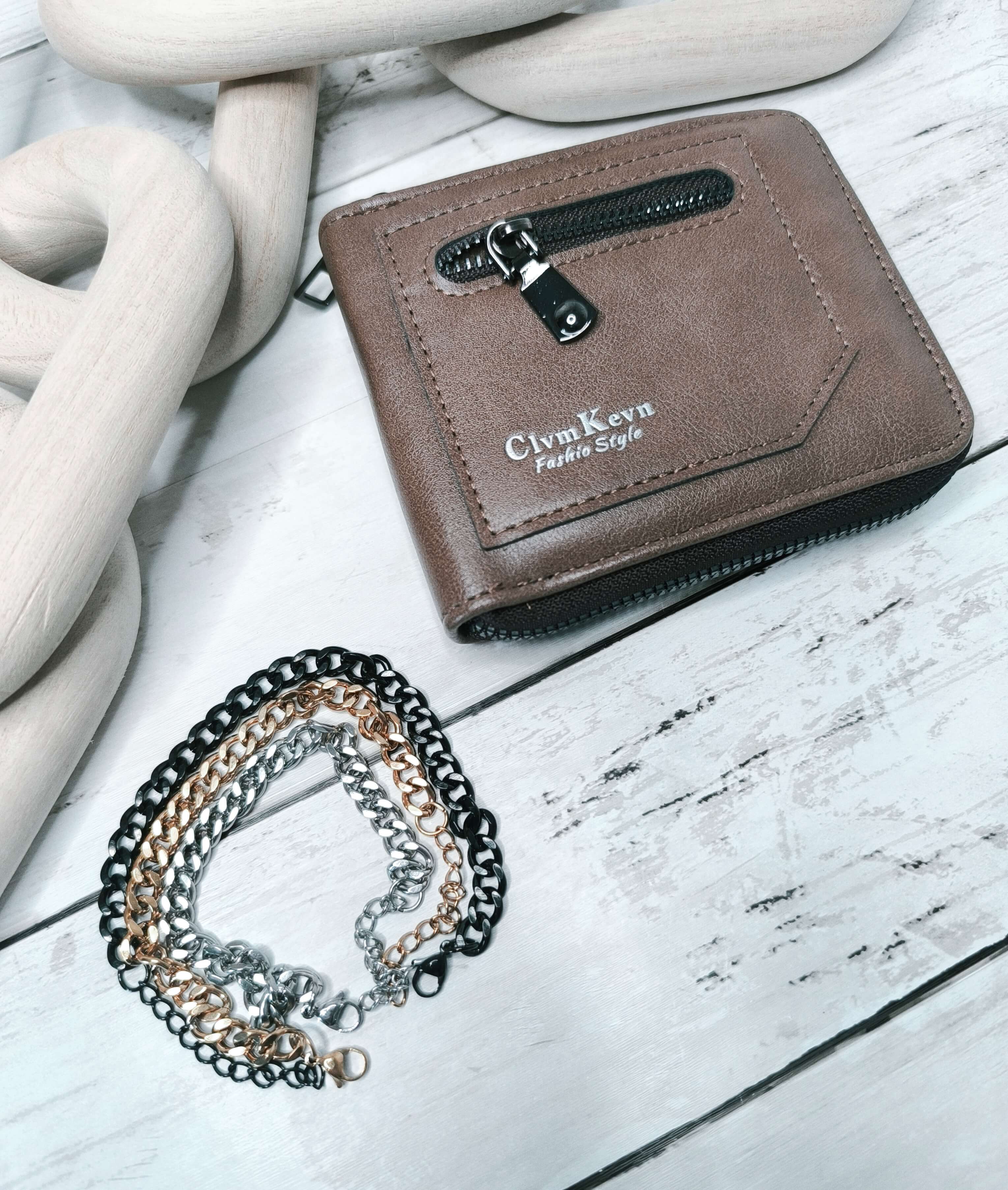 Coffret Cadeau Homme – Portefeuille Marron & Trio de Bracelets – Edition Noël Premium