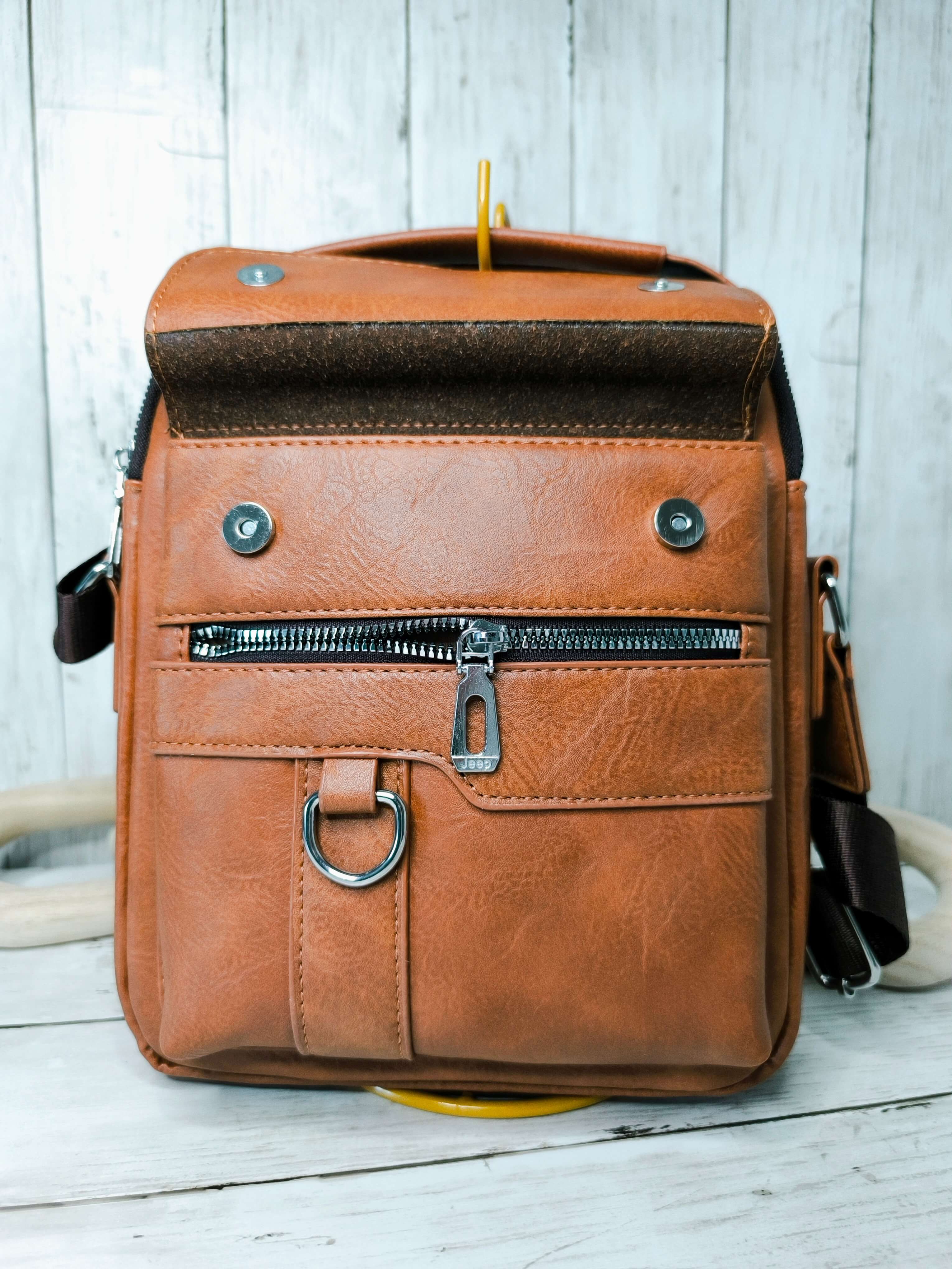 SAC A BANDOULIERE HOMME - CARAMEL - STYLE RETRO - ELEGANT & FONTIONNEL