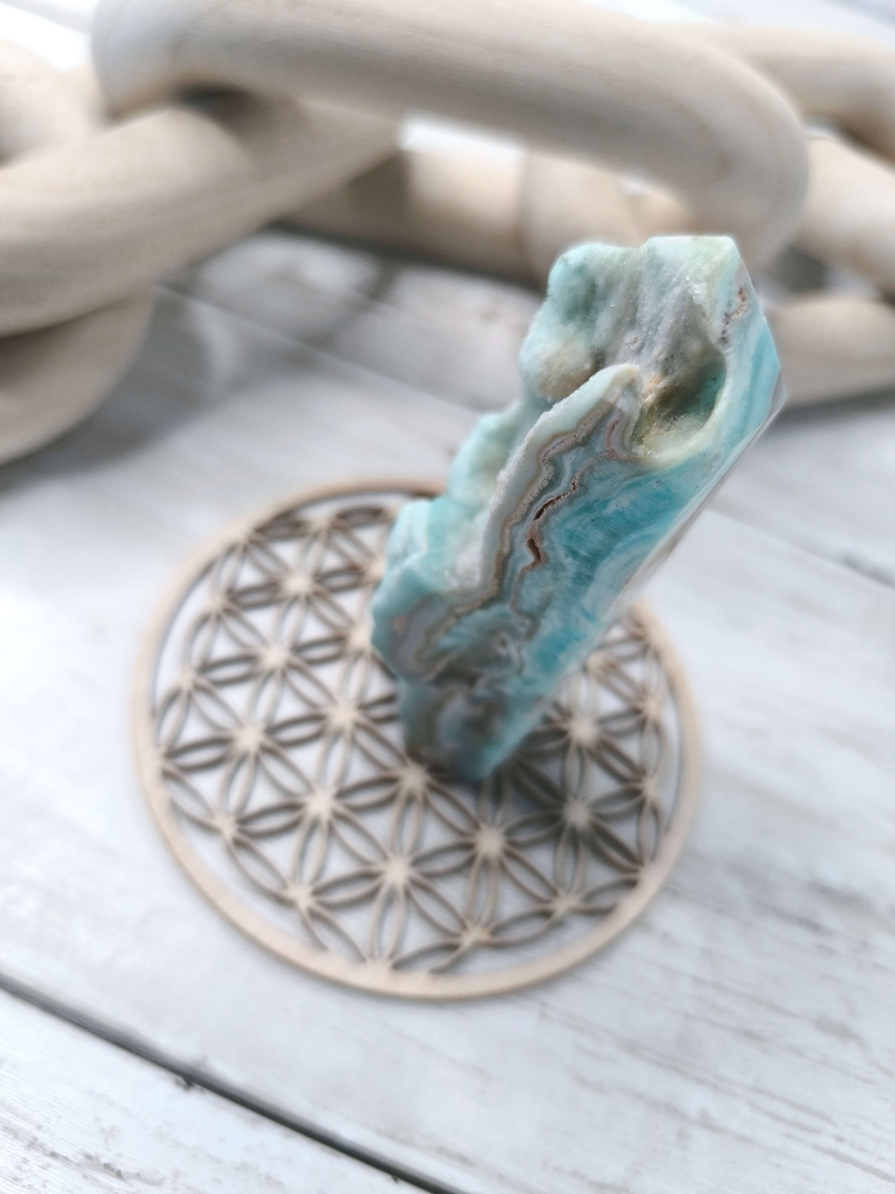 PIERRE D'ARAGONITE - BLEUE - NATURELLE BRUT - HAUTE QUALITE - FINITION POLIE 