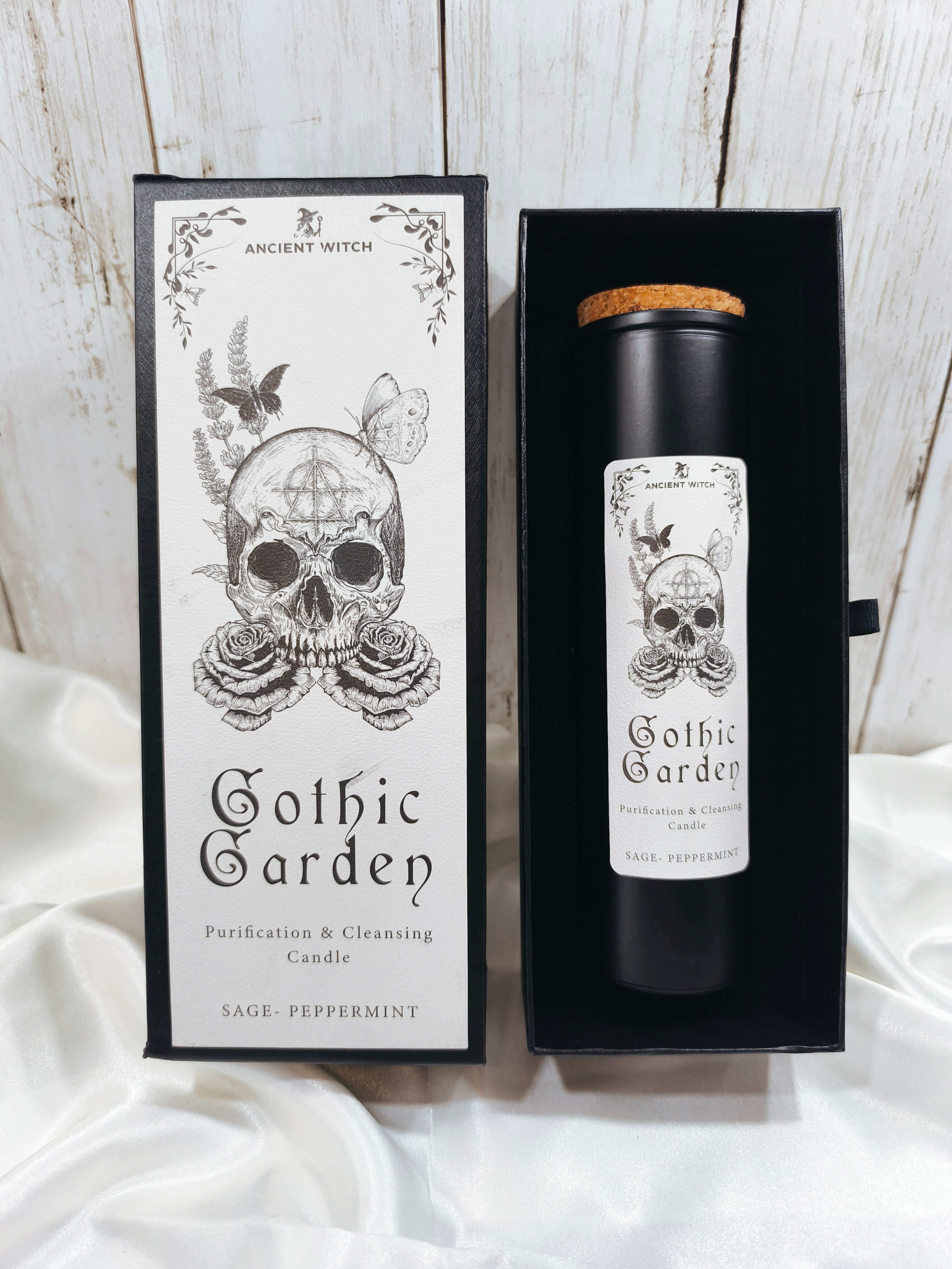 BOUGIE MAGIQUE SORCIERE ANCESTRALE - JARDIN GOTHIQUE - SAUGE & MENTHE - RITUEL DE PURIFICATION