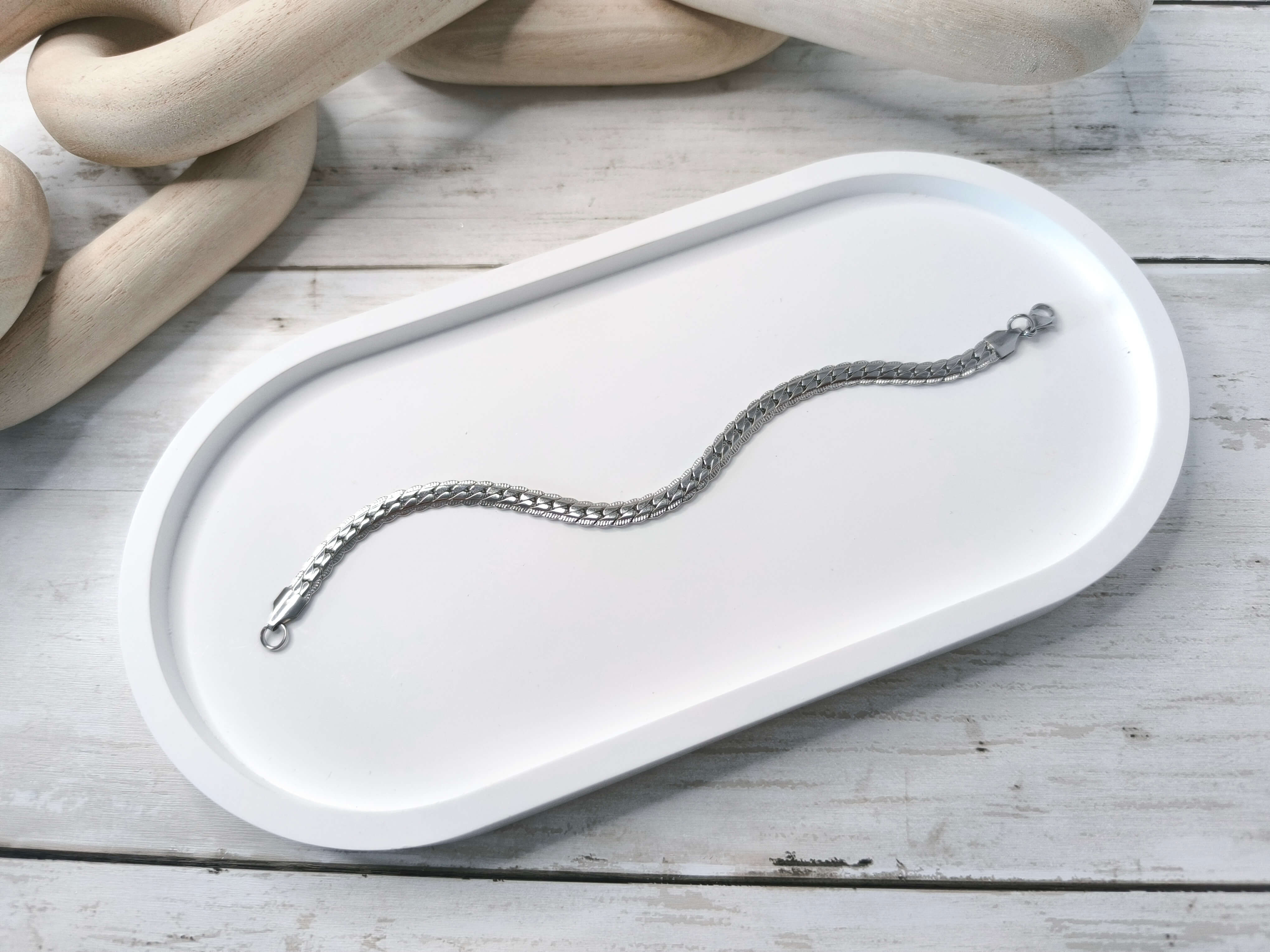 GOURMETTE HOMME - EN ACIER INOXYDABLE - MAILLES SERREES - 21 CM