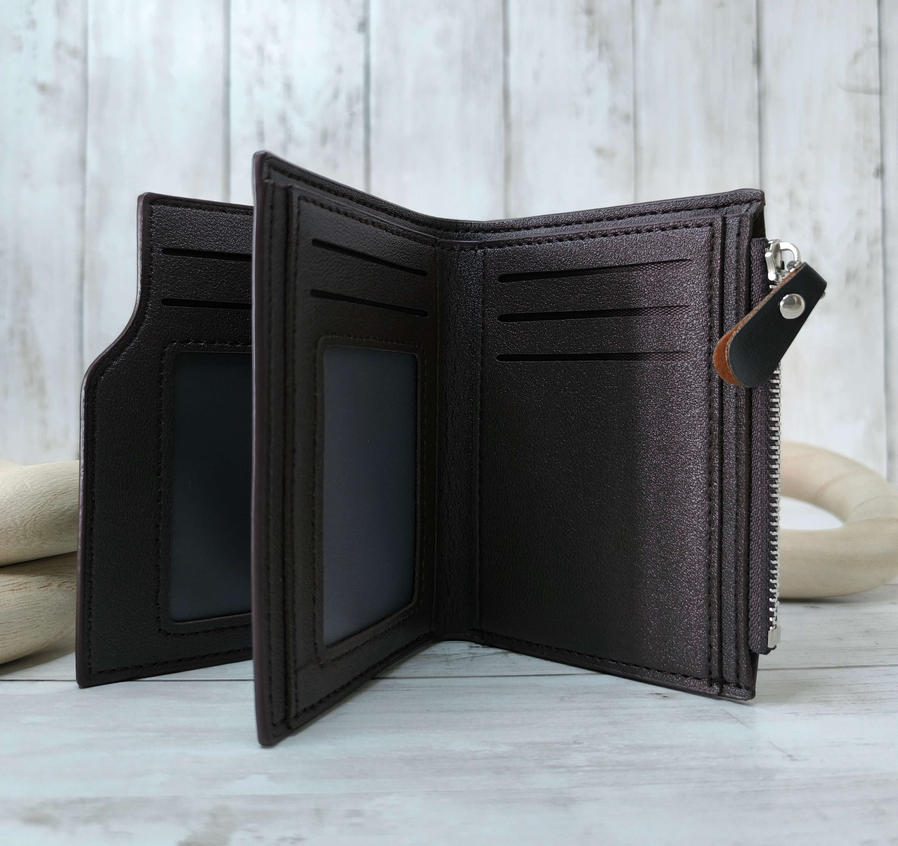 PORTEFEUILLE HOMME MARRON FONCE - ELEGANT & MULTI-COMPARTIMENTS