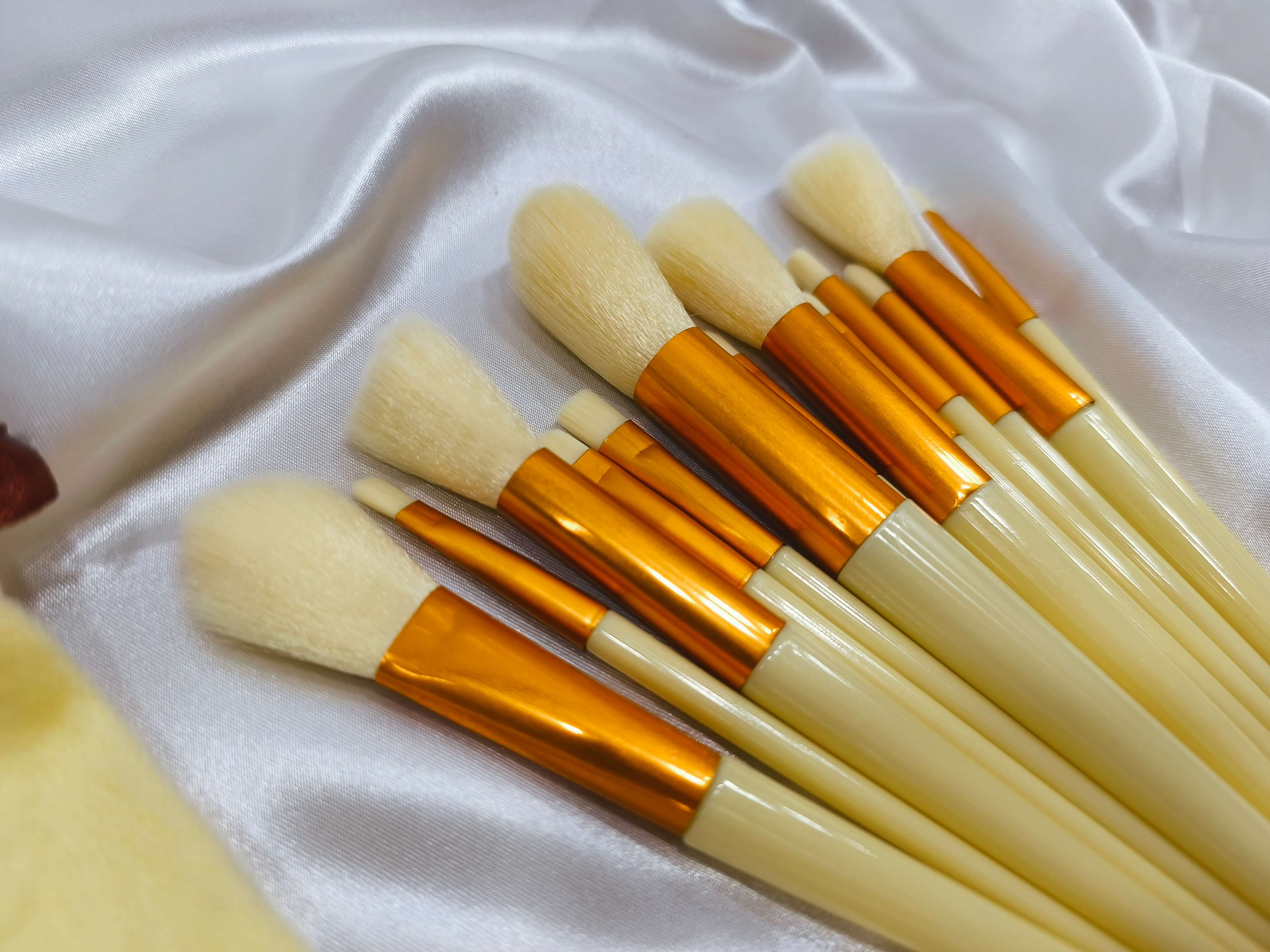 LOT DE 13 PINCEAUX DE MAQUILLAGE AVEC SAC EN FLANELLE