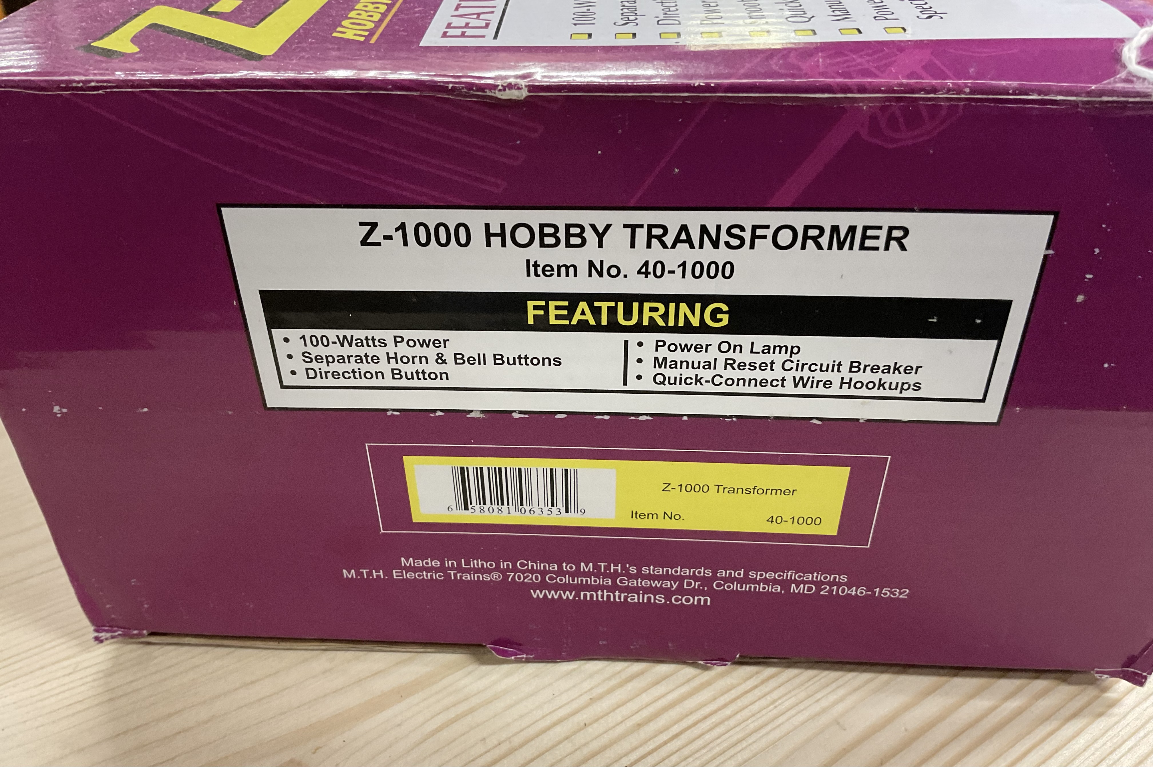 MTH 40-1000 Z-1000 Transformer 100 watts