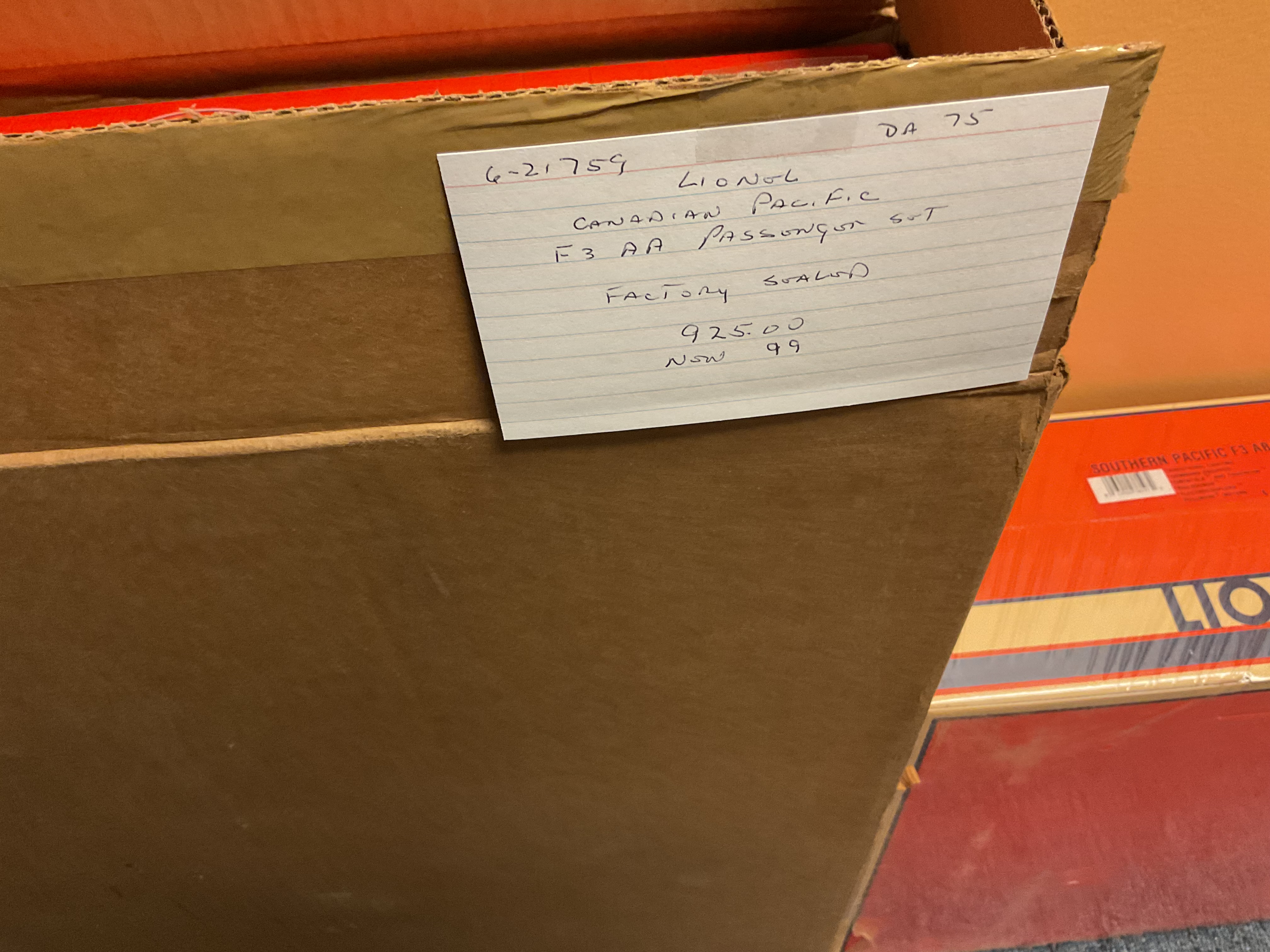 Lionel 6-21759 O-Scale Canadian Pacific F3 AA Passenger Set, New Old Stock Sealed in Factory Box in Original Shipping Box 