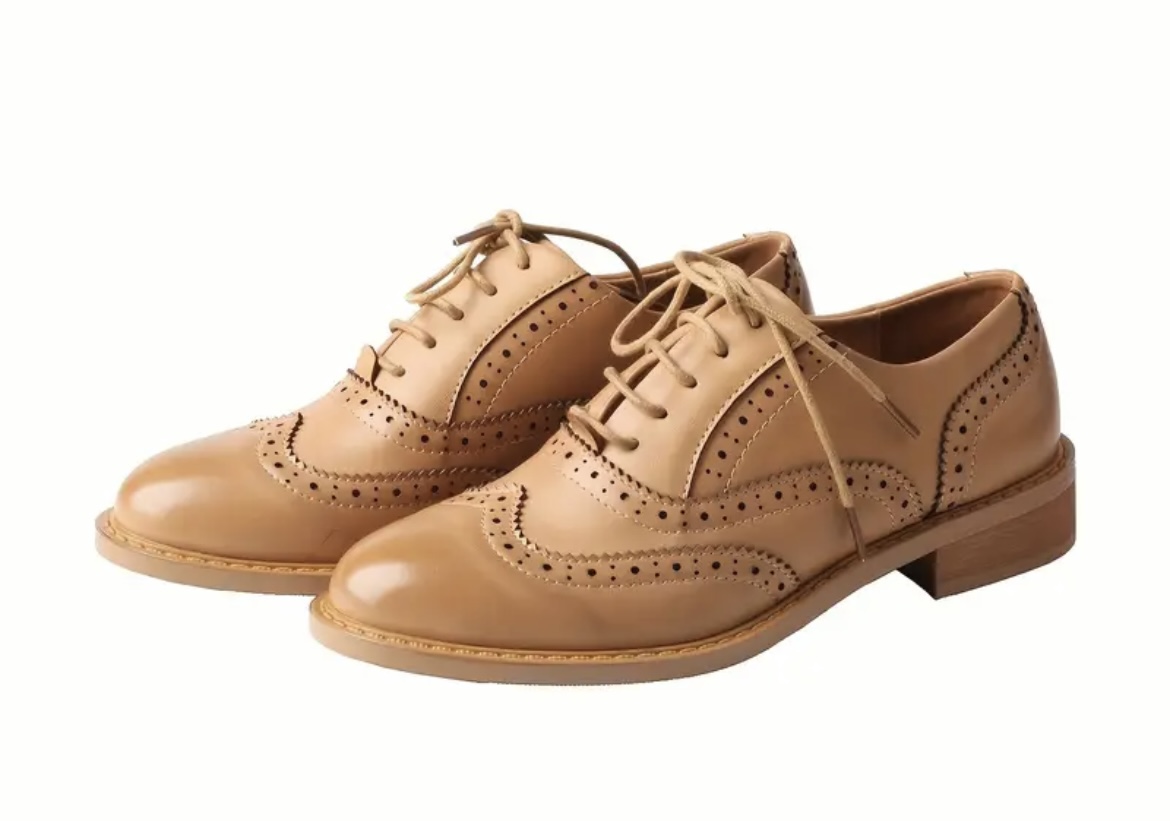 Tan Leather Oxford Shoes