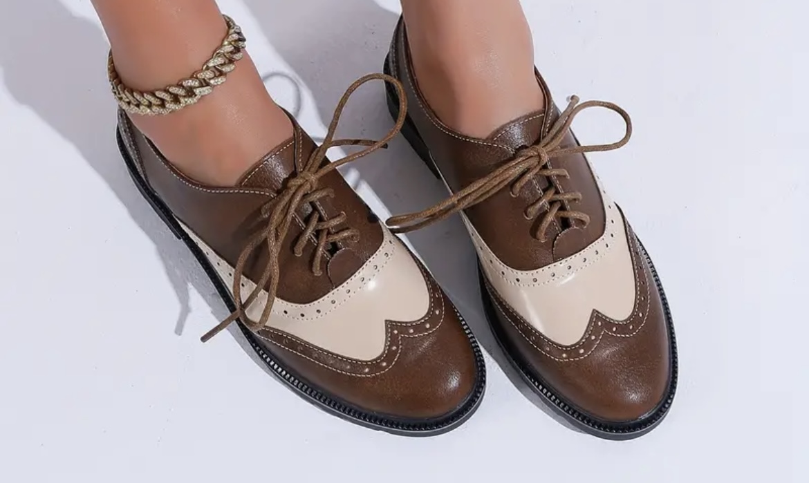 Vintage Brown and Beige Oxford Shoes