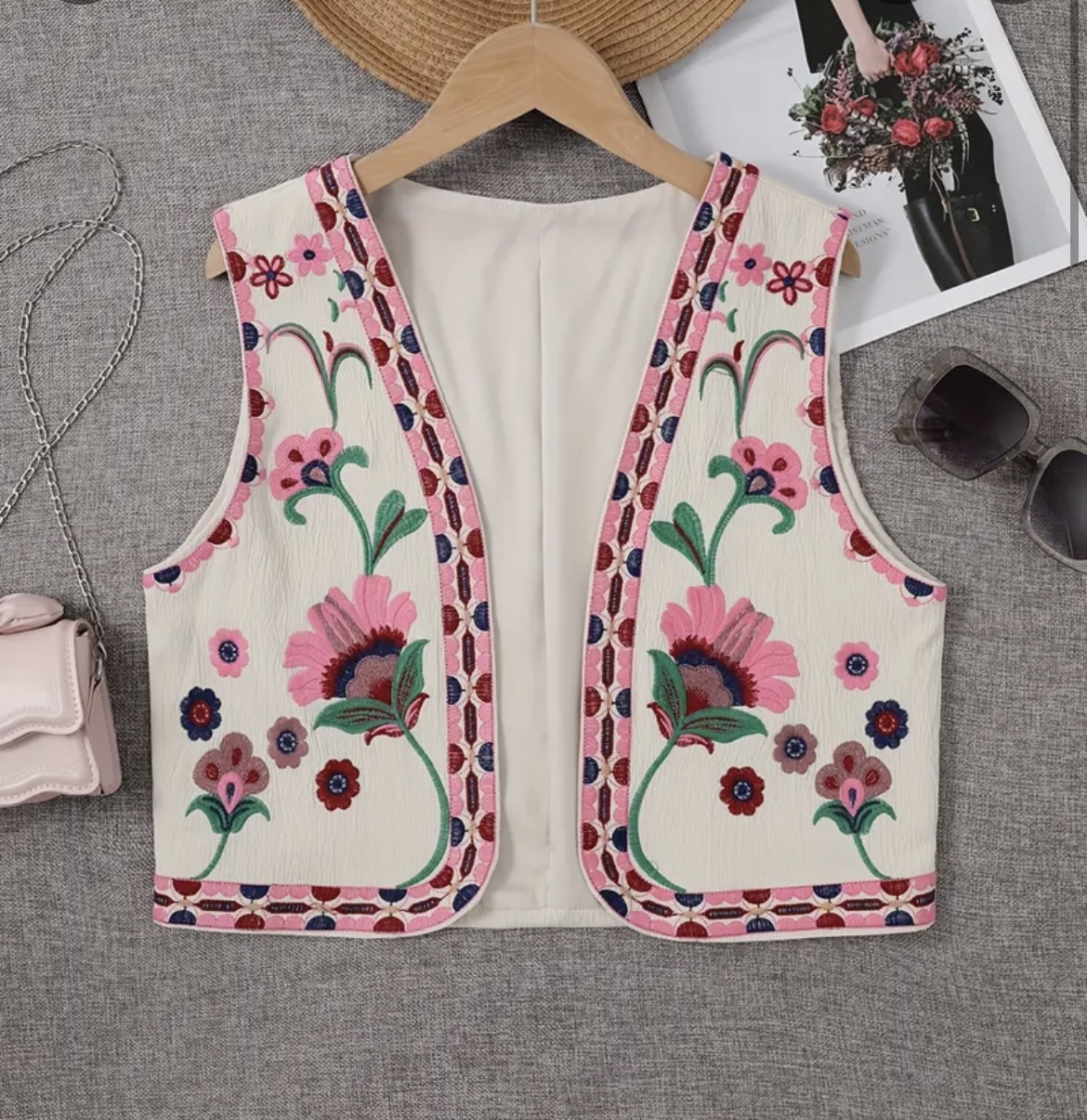 Floral Embroidered Vest