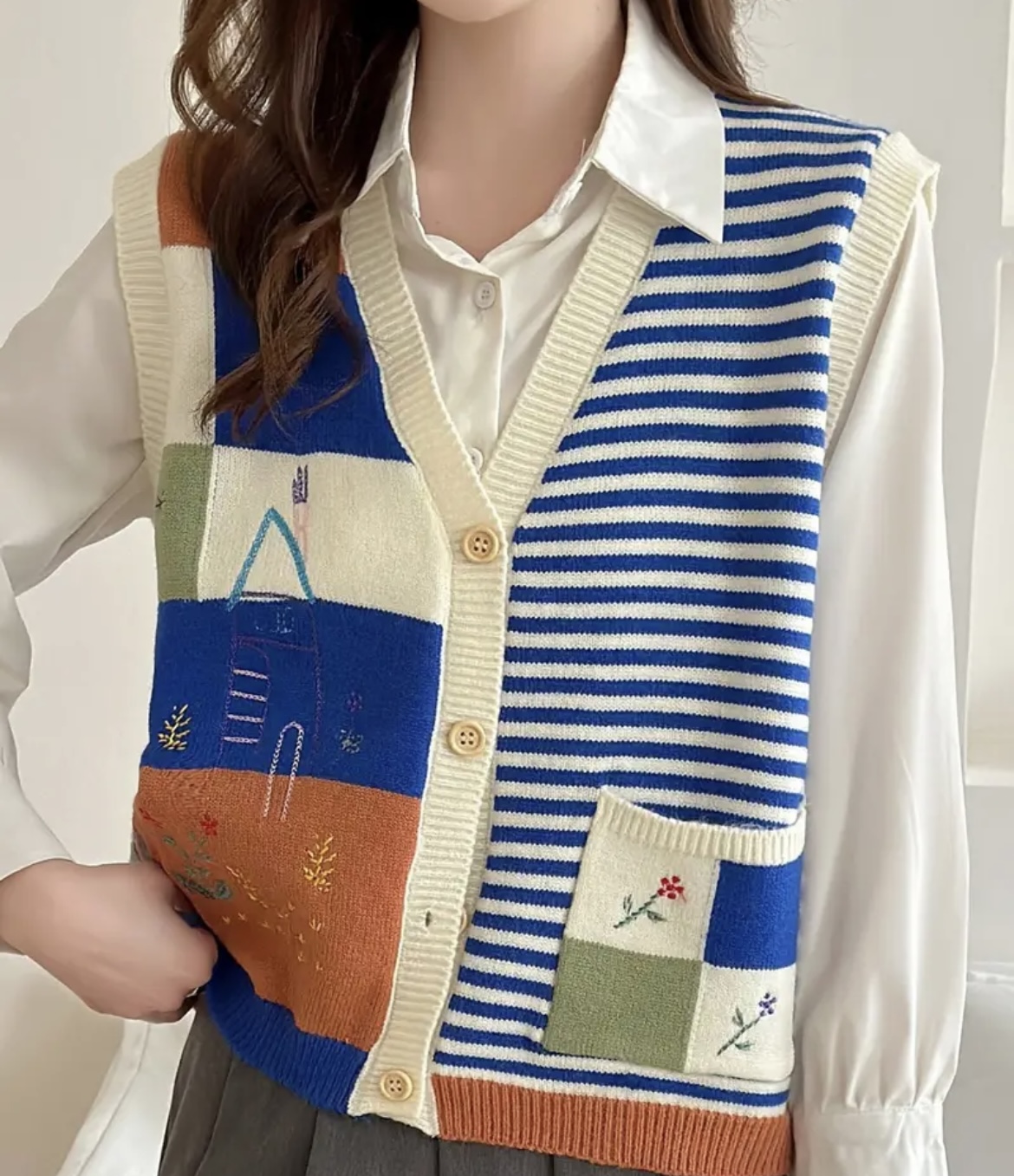 Colorful Knit Sweater Vest