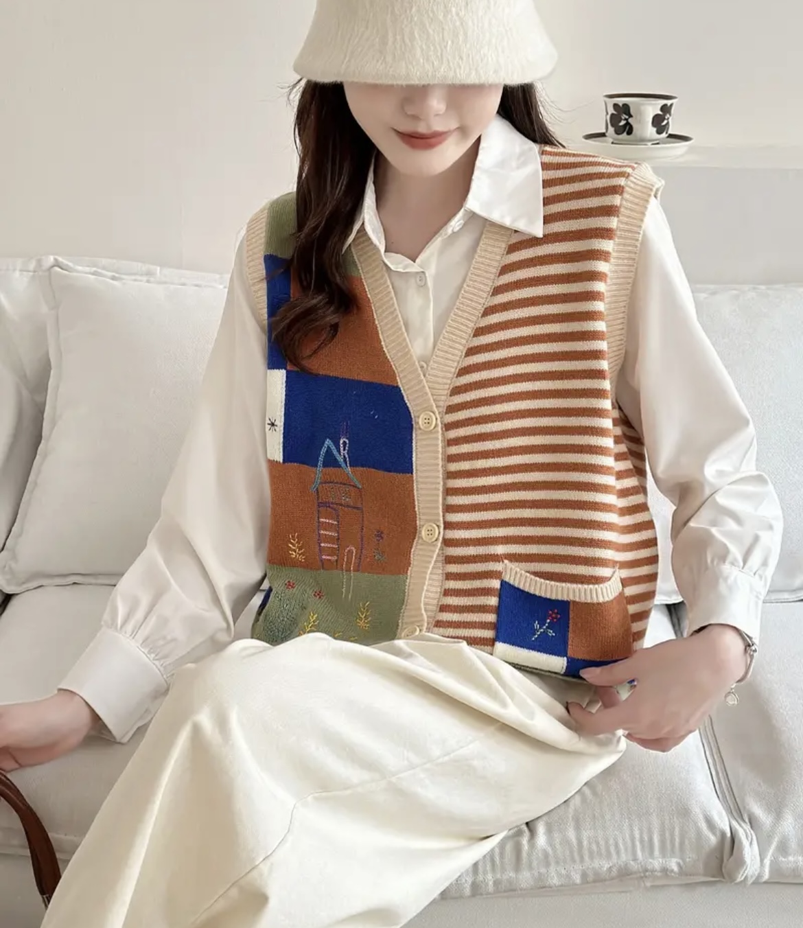 Colorful Knit Sweater Vest