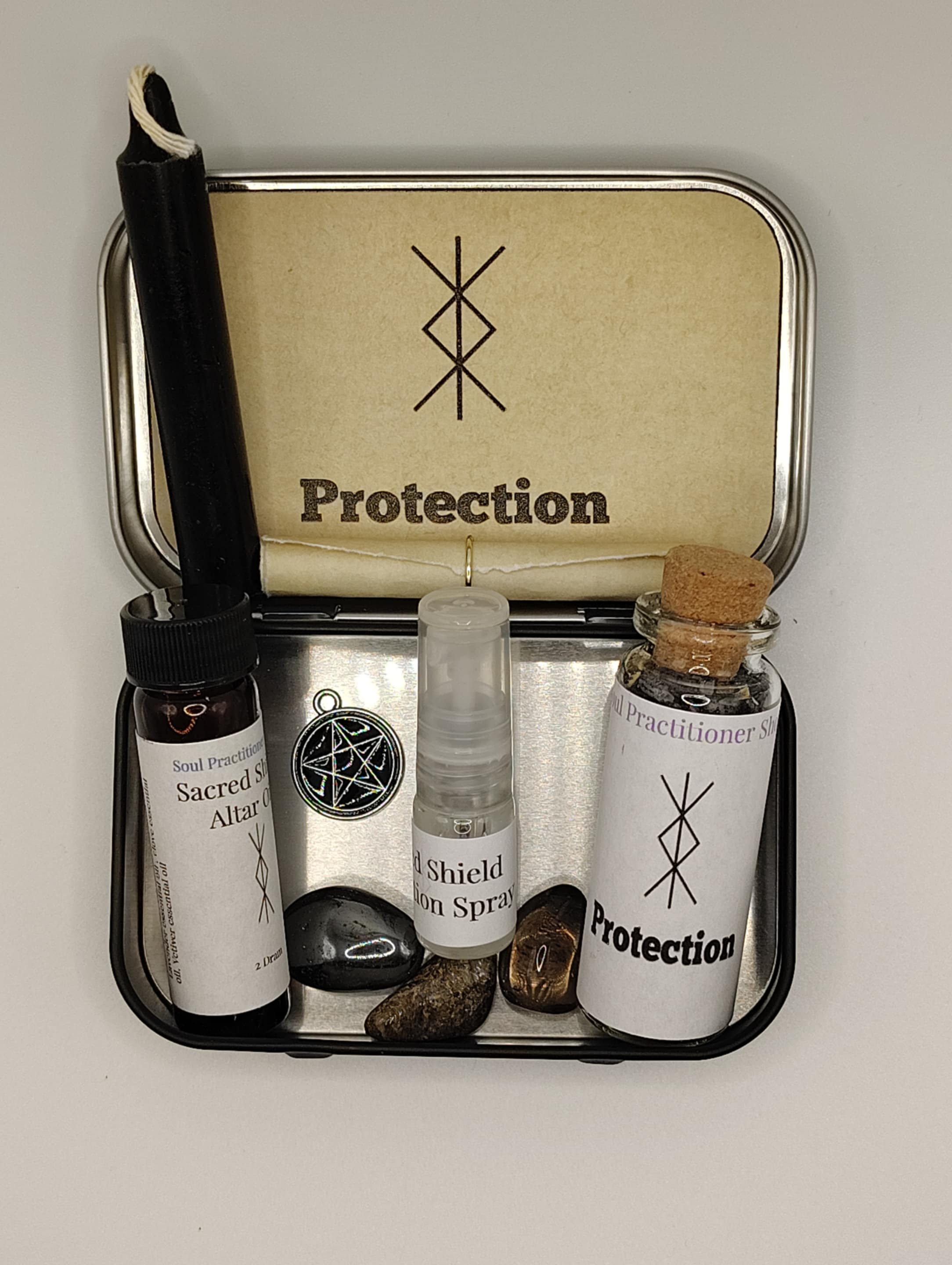 Protection Mini Altar Kit with Crystals, Candle, Herbs, Oil & Spray