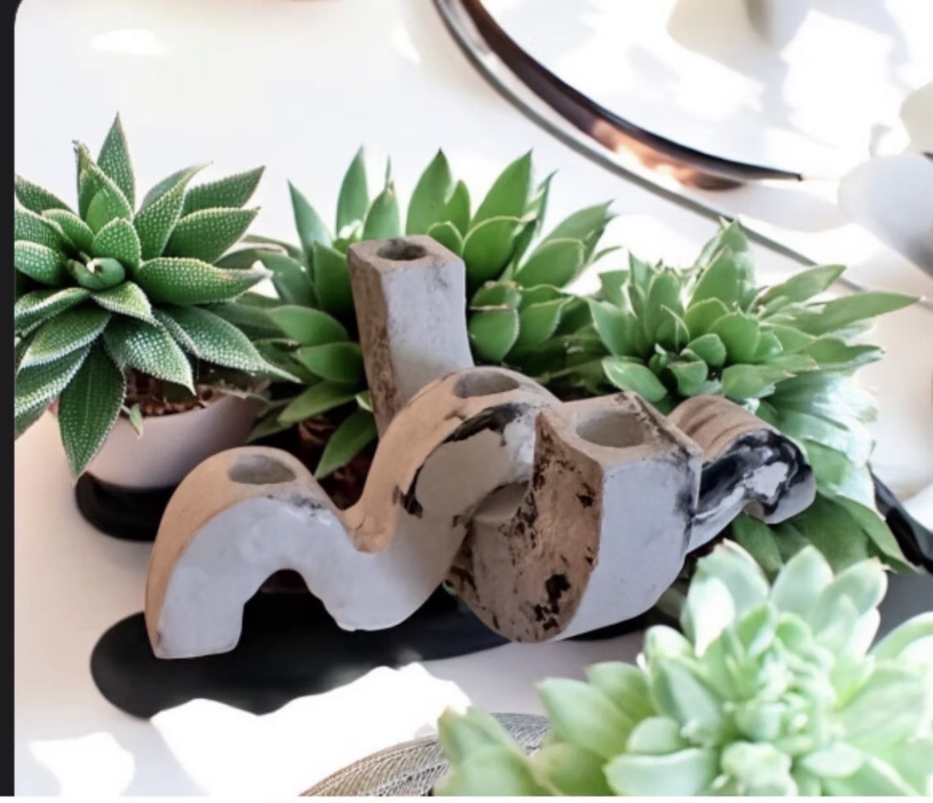 Abstract Concrete Candle Holder