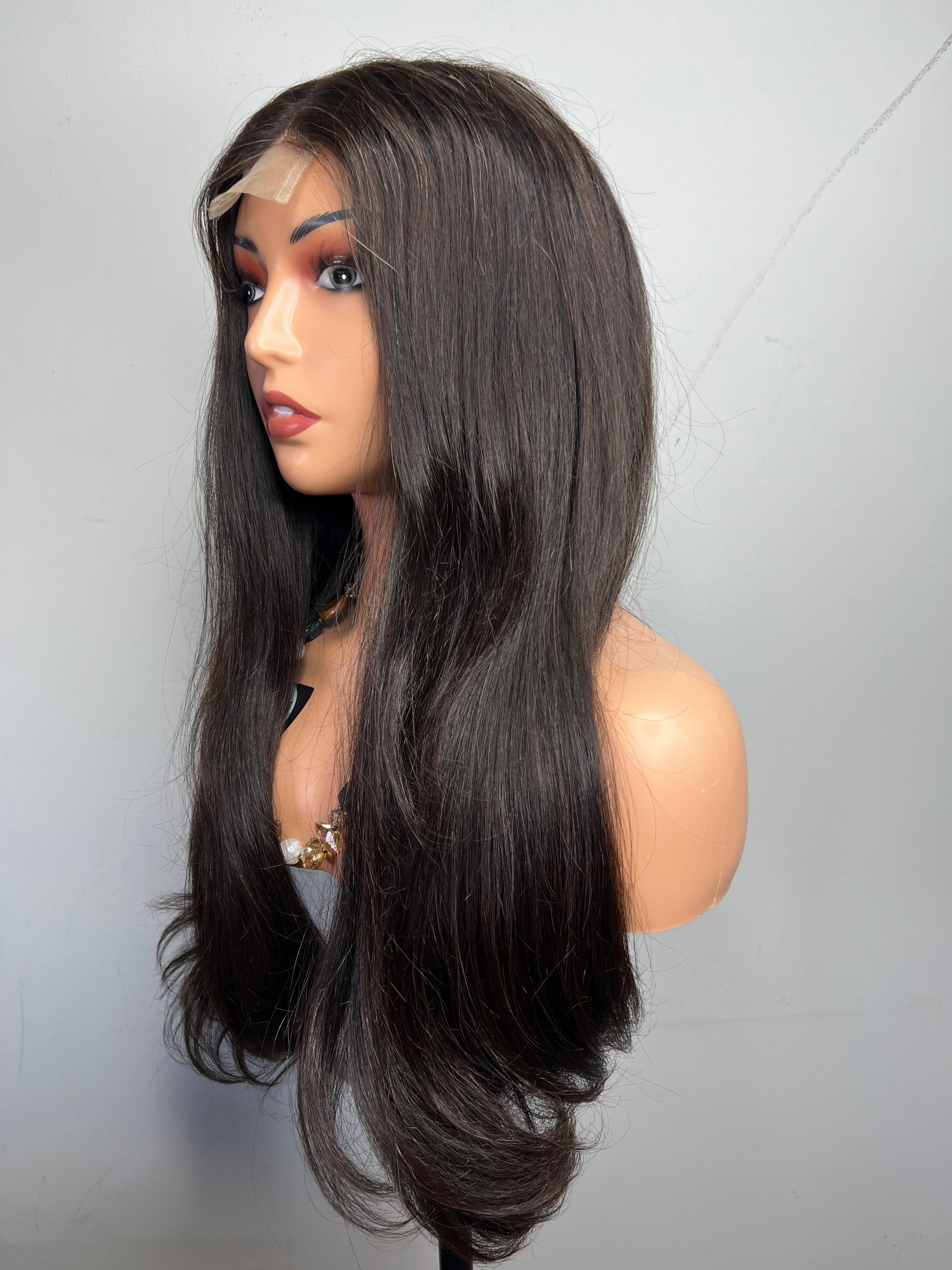Long Black double drawn 26 inch Wig