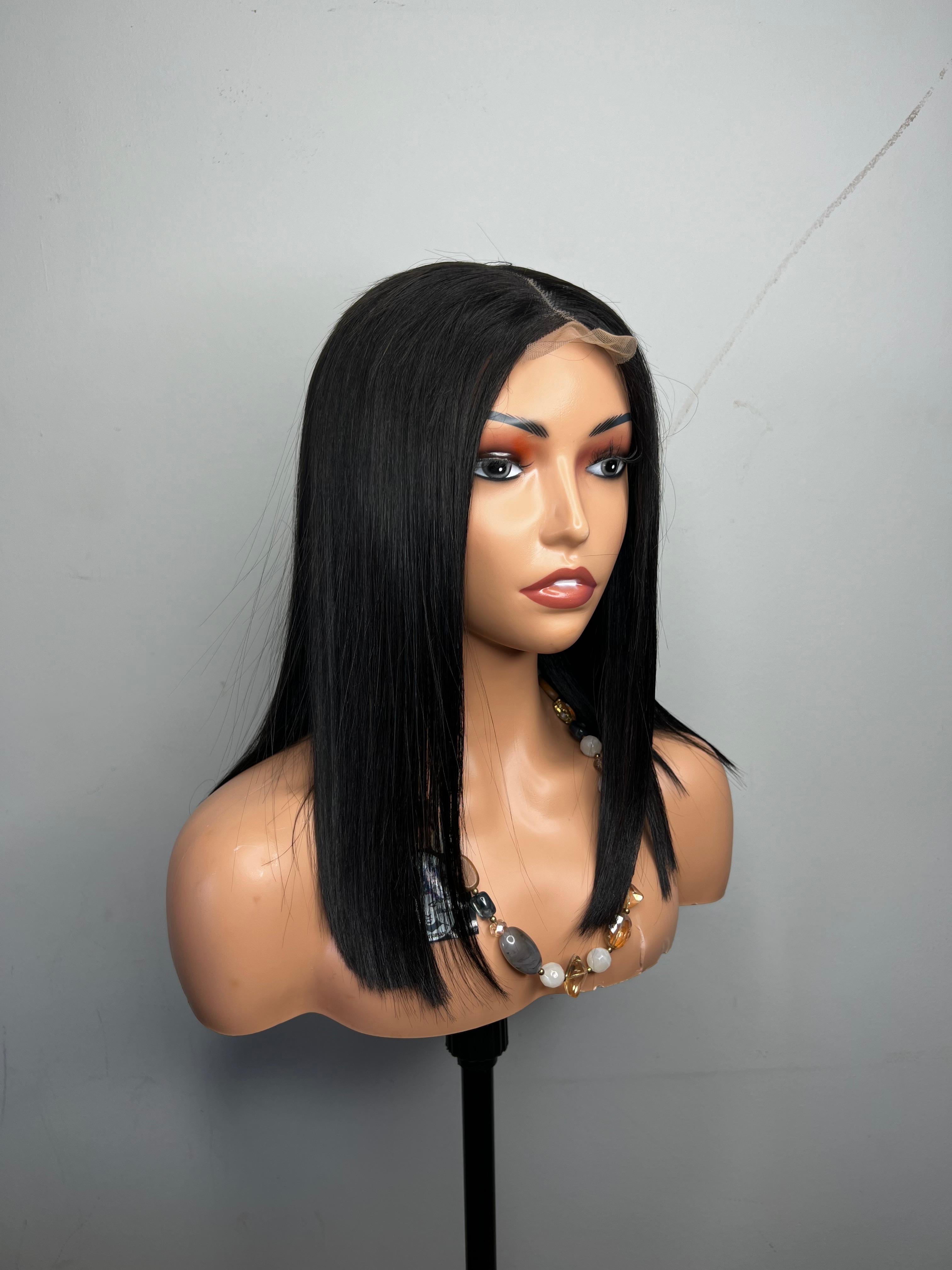 Black Straight Wig bone straight 14 inch