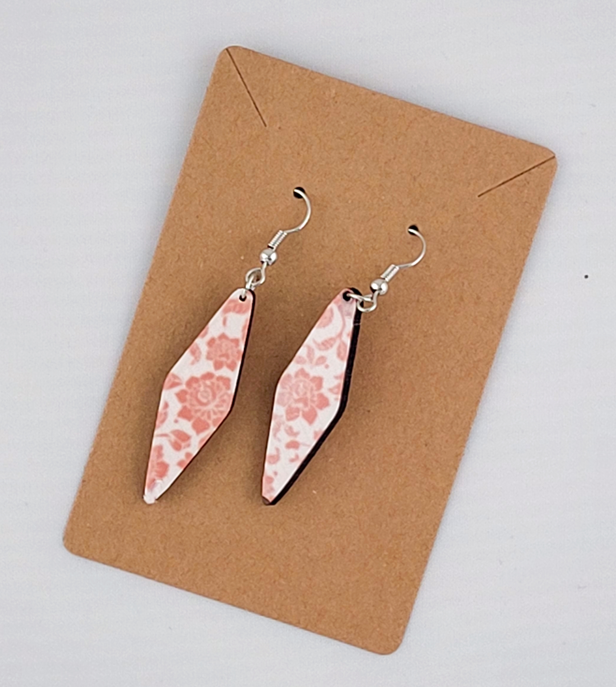 Pink Floral Geometric Earrings