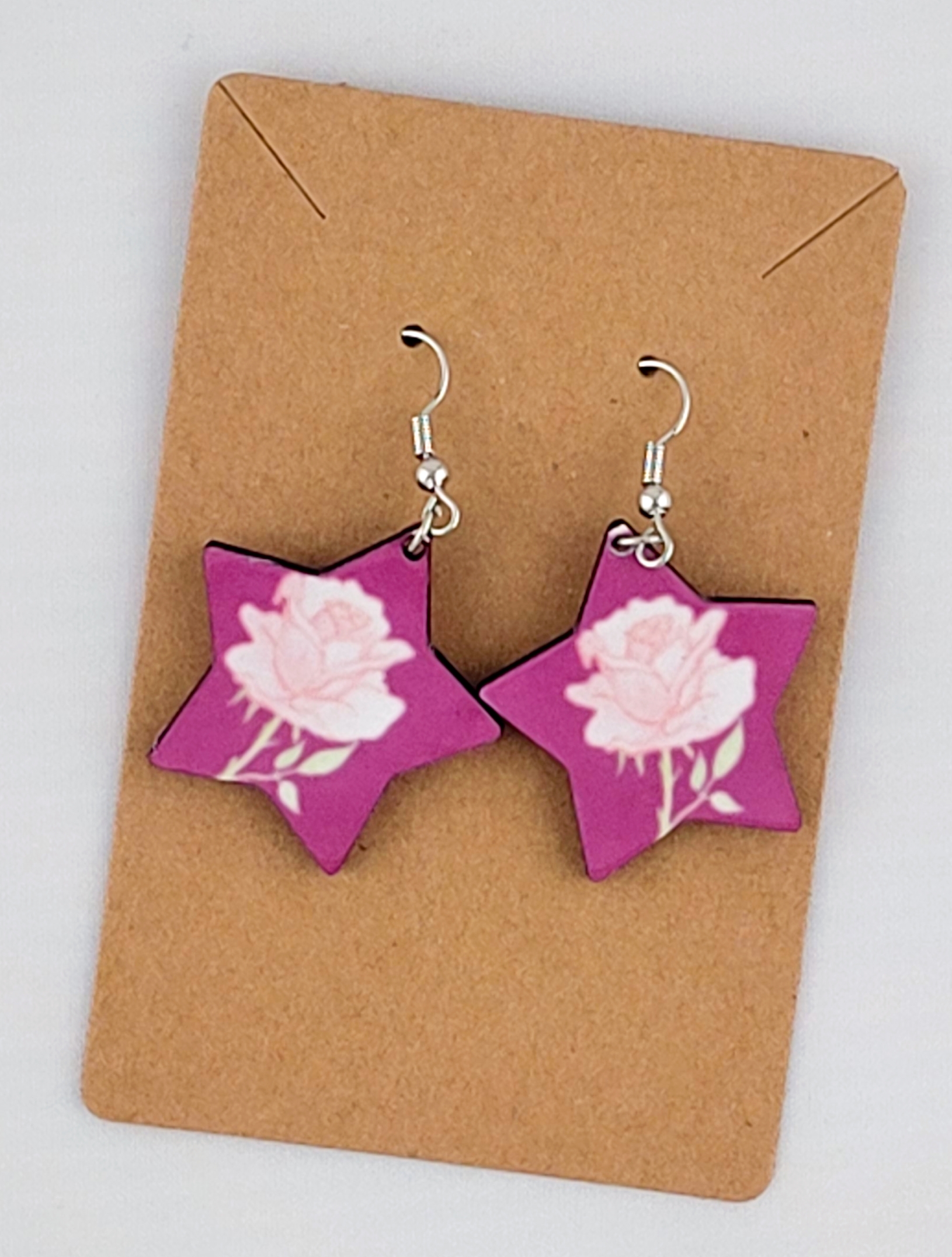 Purple Star-shaped Rose Earrings
