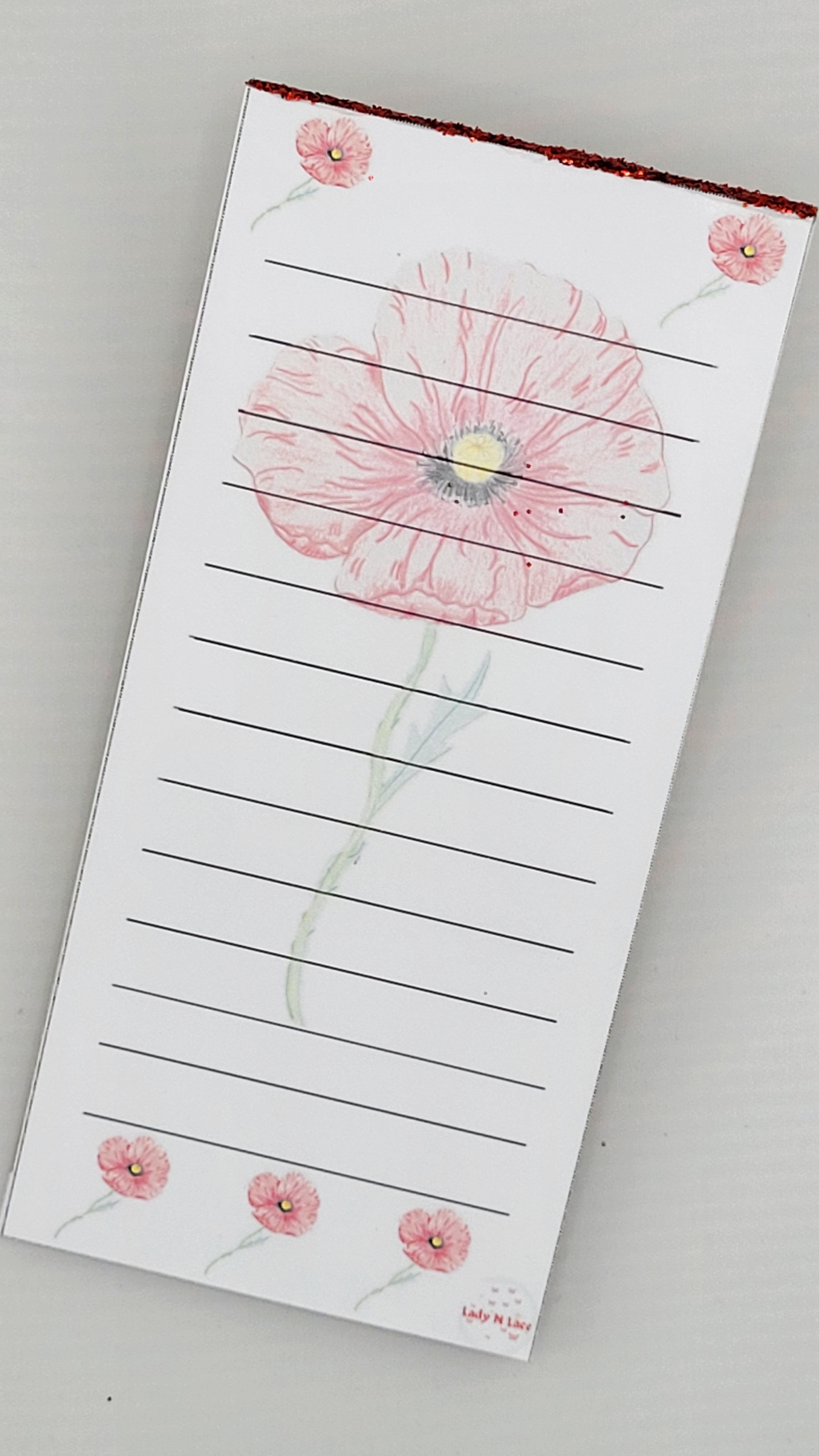 Poppy Notepad With Sparkles