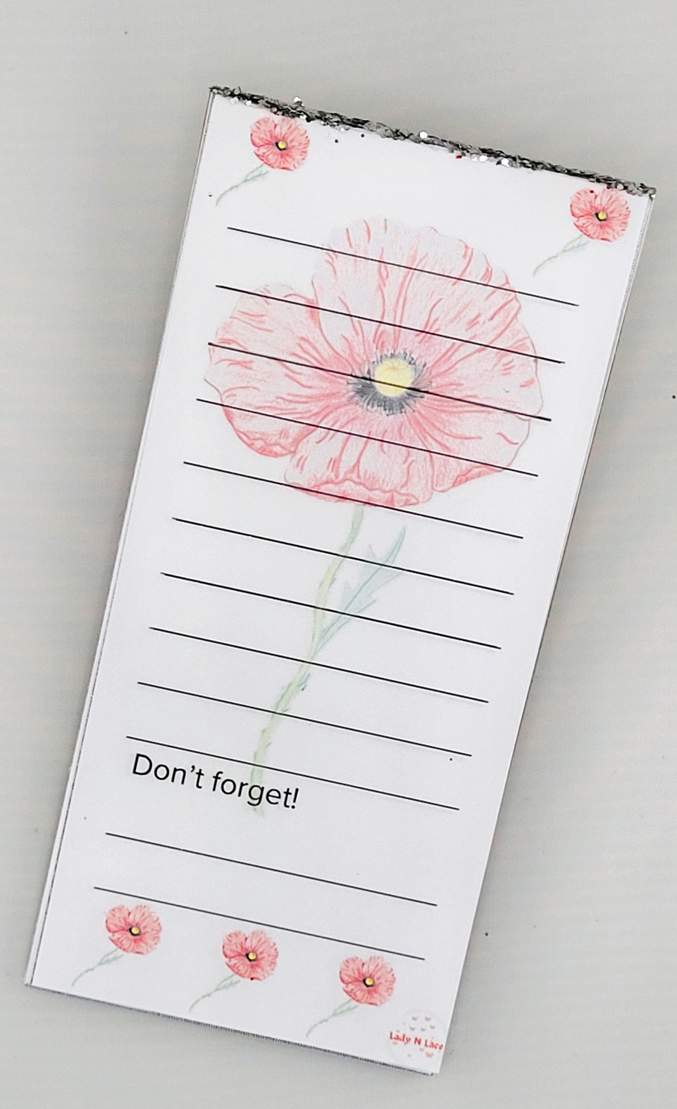 Poppy Notepad with Sparkle-Remember