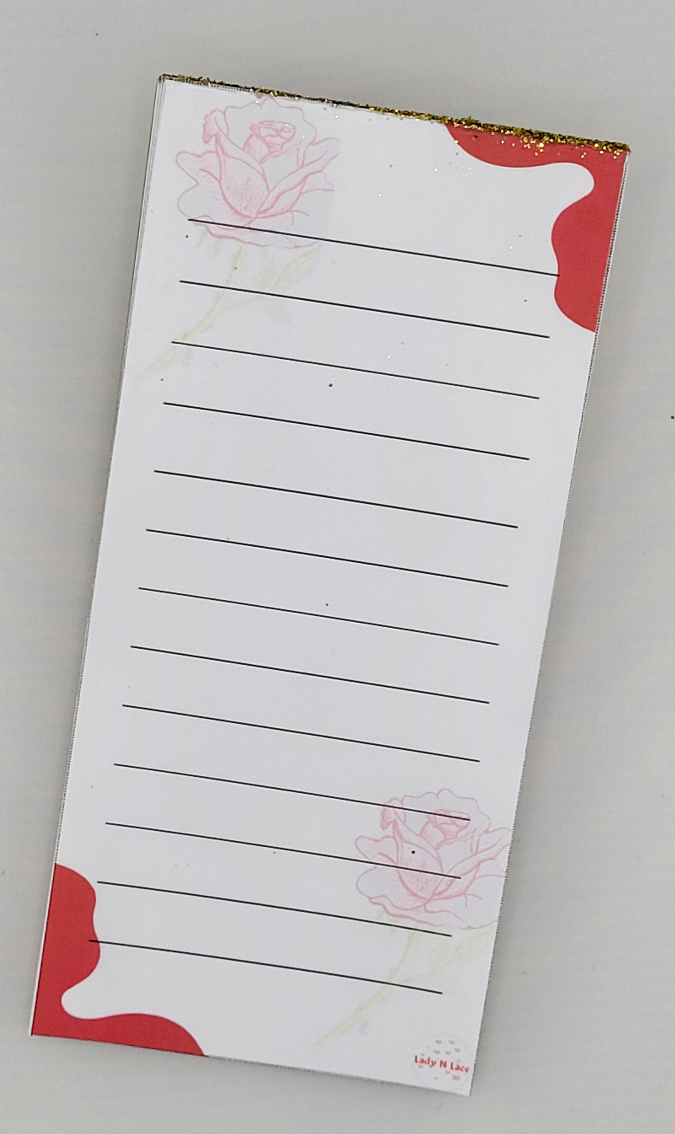 Rose Decorative Notepad with Sparkles