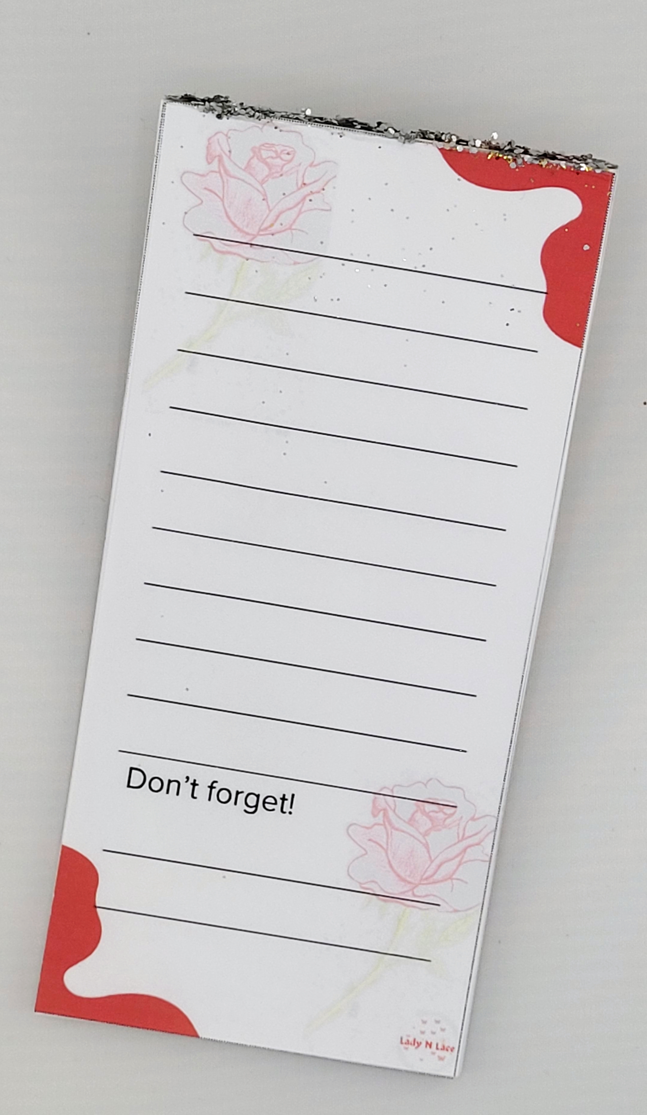 Rose Decorative Notepad with Sparkles-Remember
