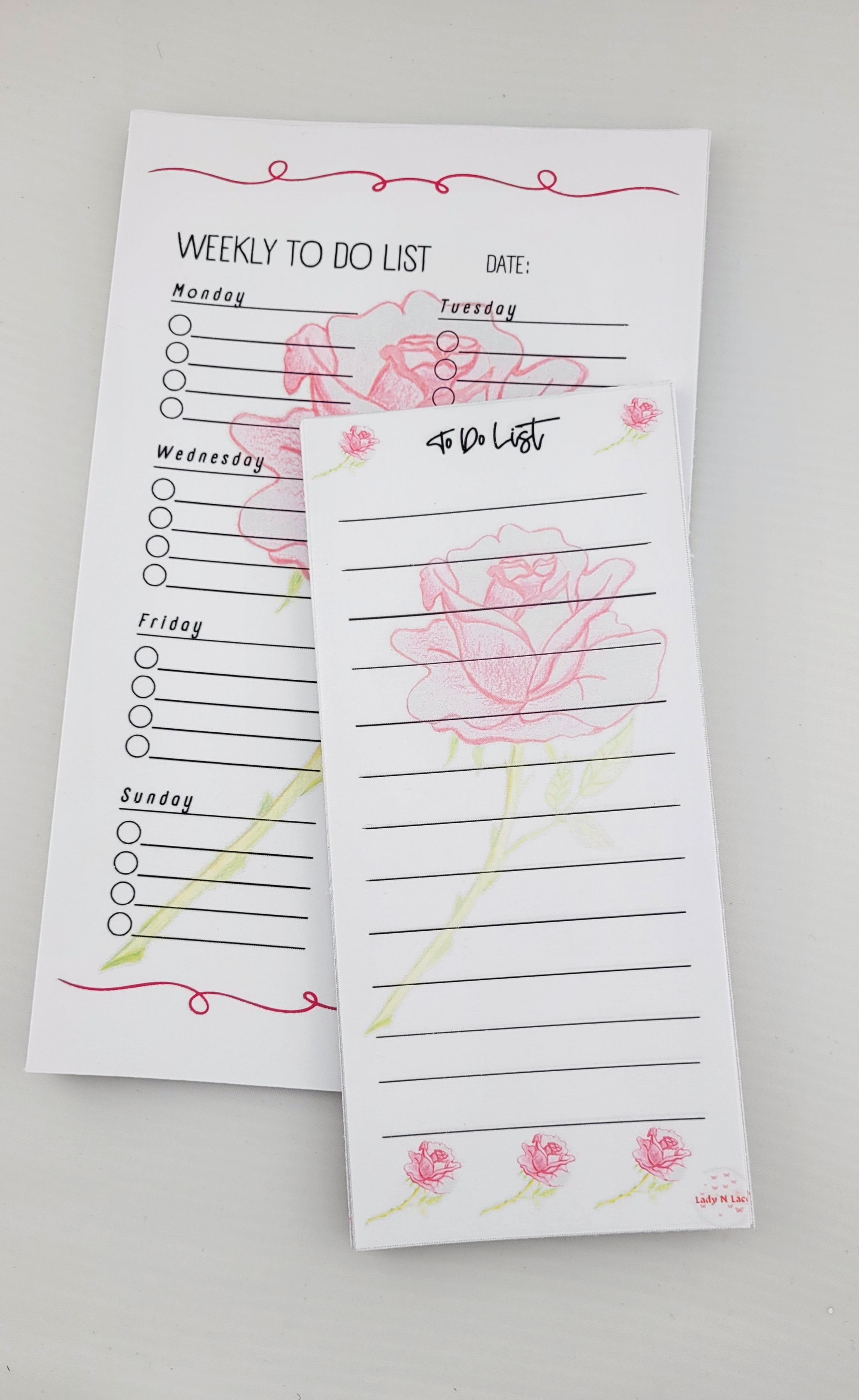 Rose Weekly To-Do List Notepad