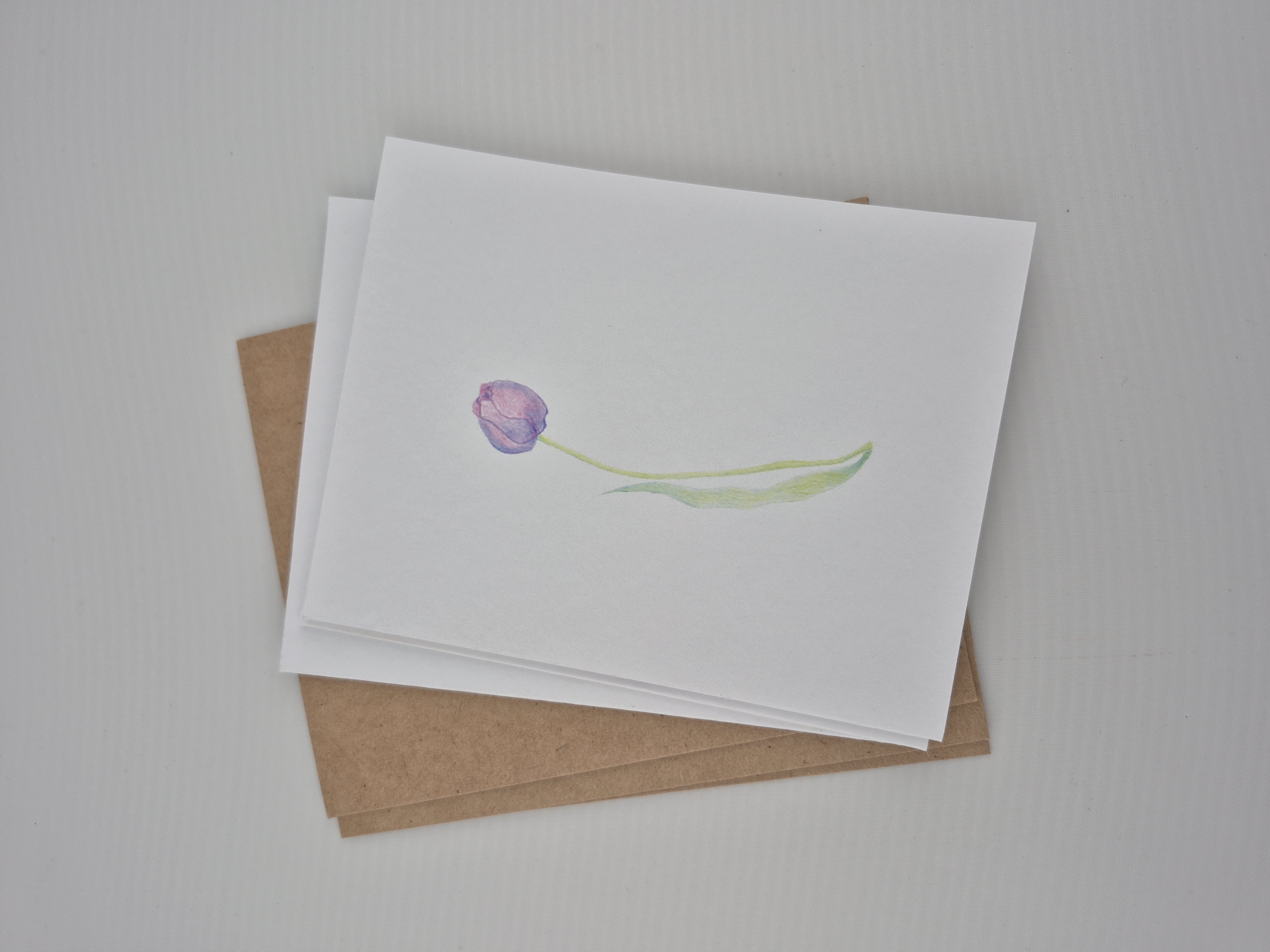 5 pack Purple Peony Greeting Cards