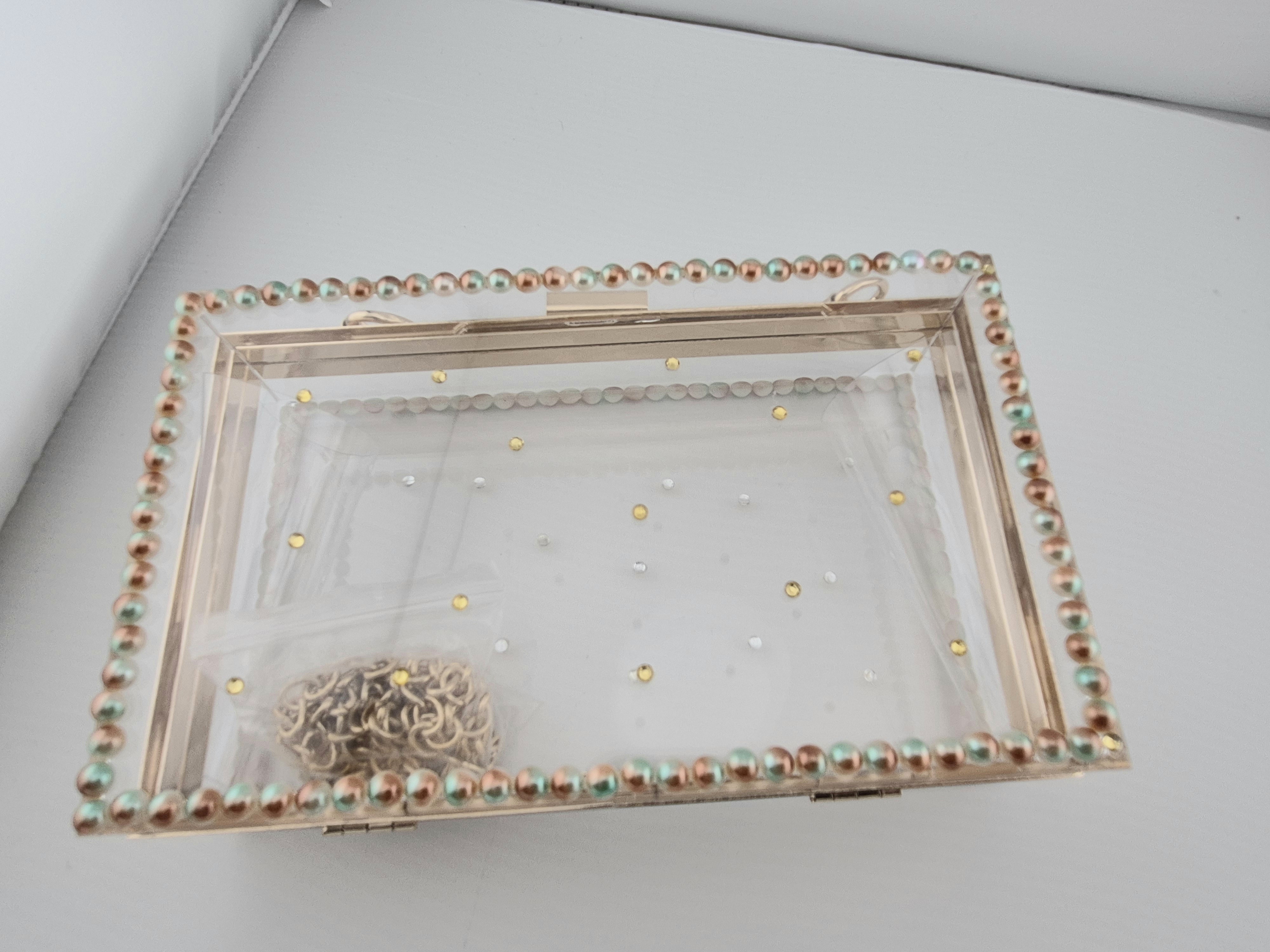 Clear Acrylic Gold Color Clutch Bag