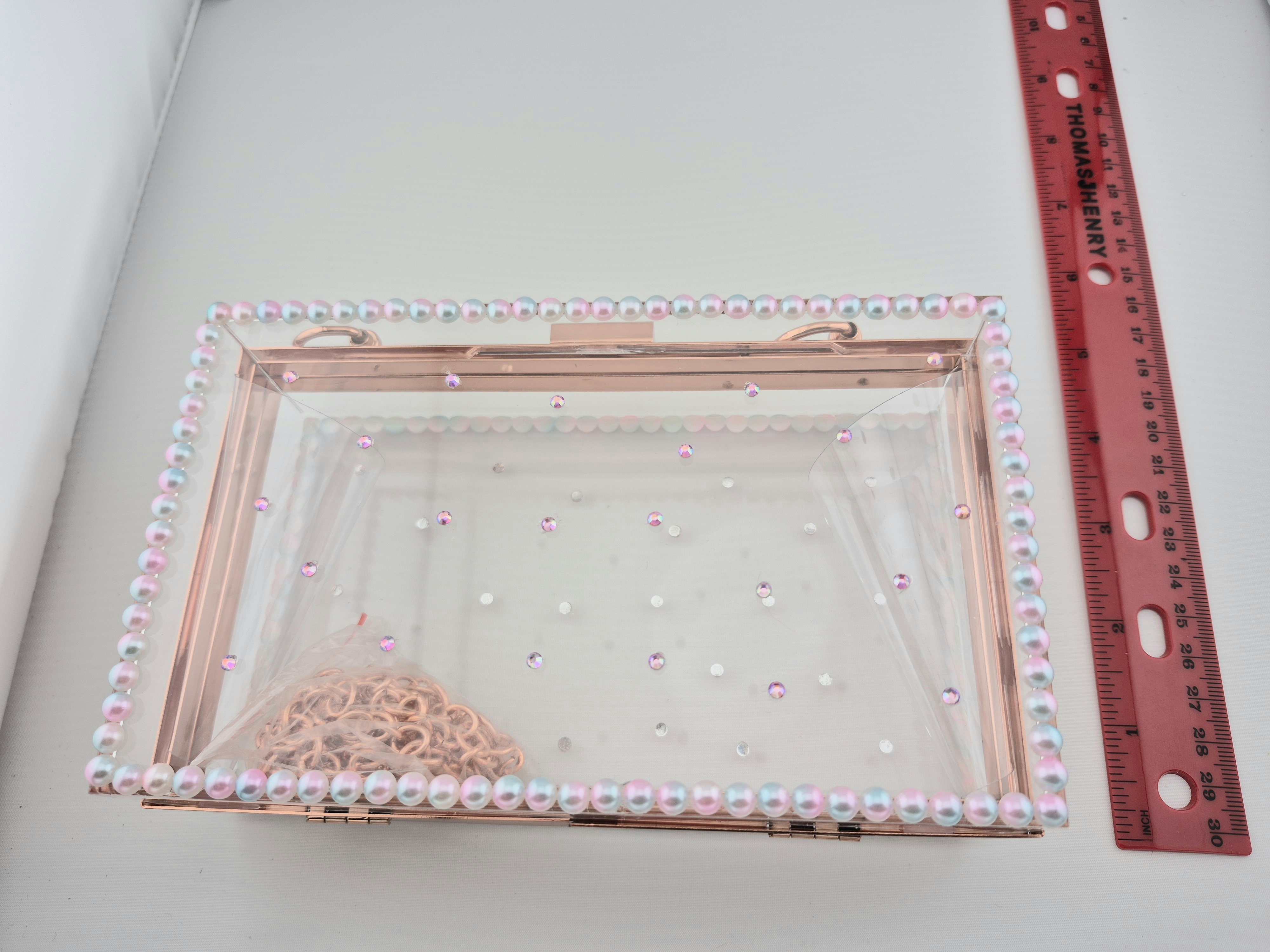Transparent Rose Gold Color Acrylic Clutch Bag