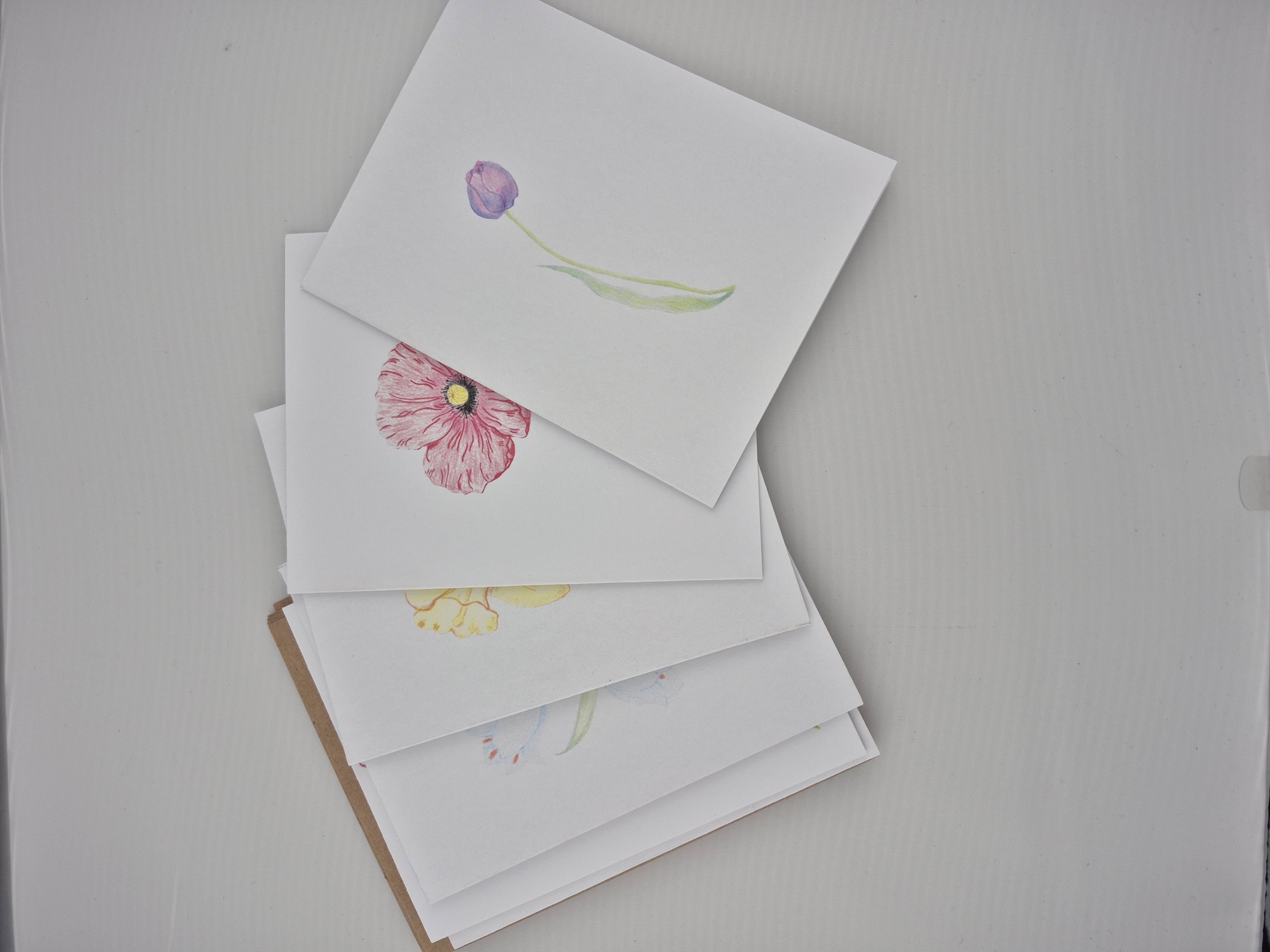 5 pack Hand-Painted Floral Greeting Cards