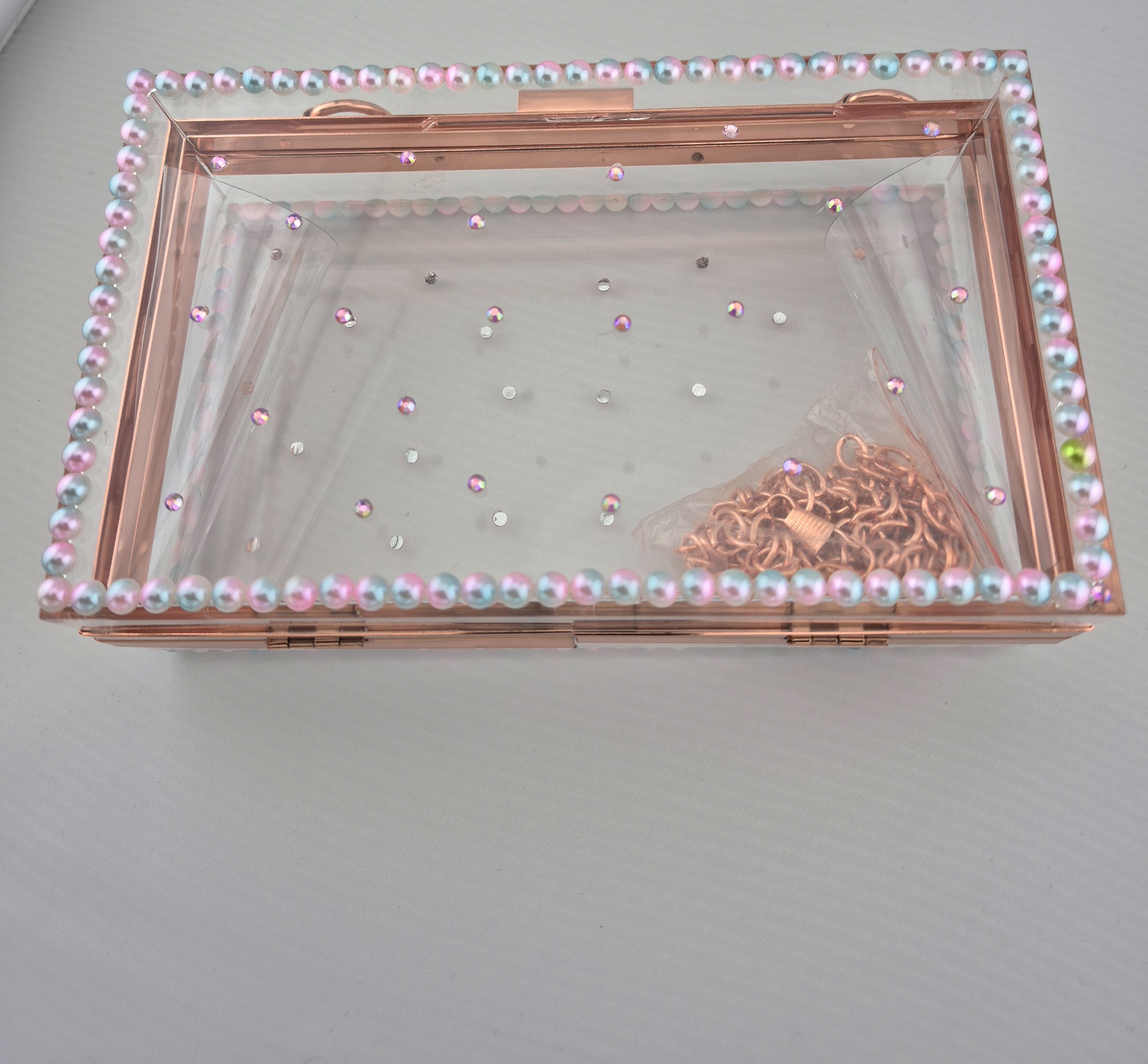 Transparent Rose Gold Color Acrylic Clutch Bag
