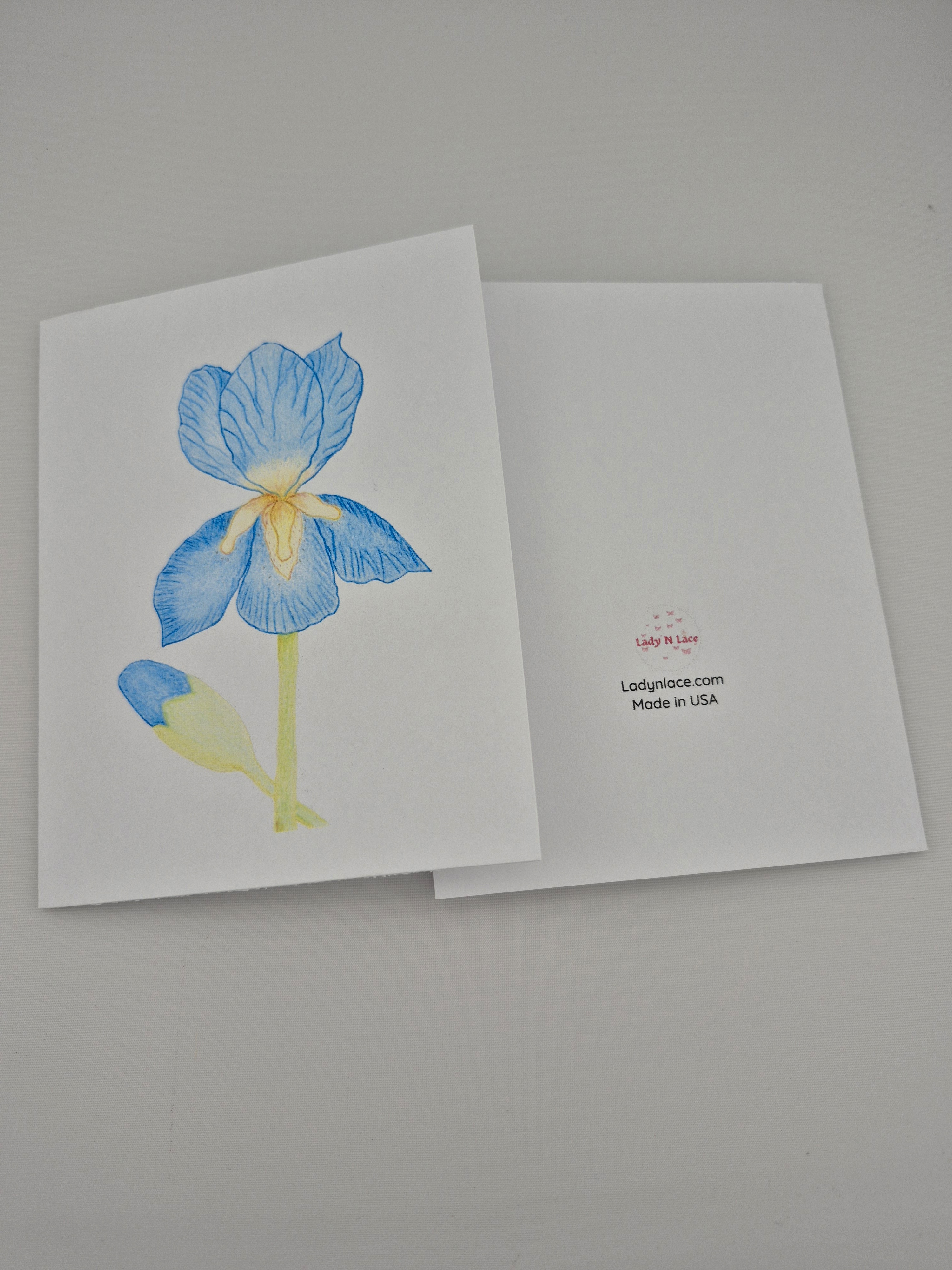 Handmade Blue Iris Greeting Card