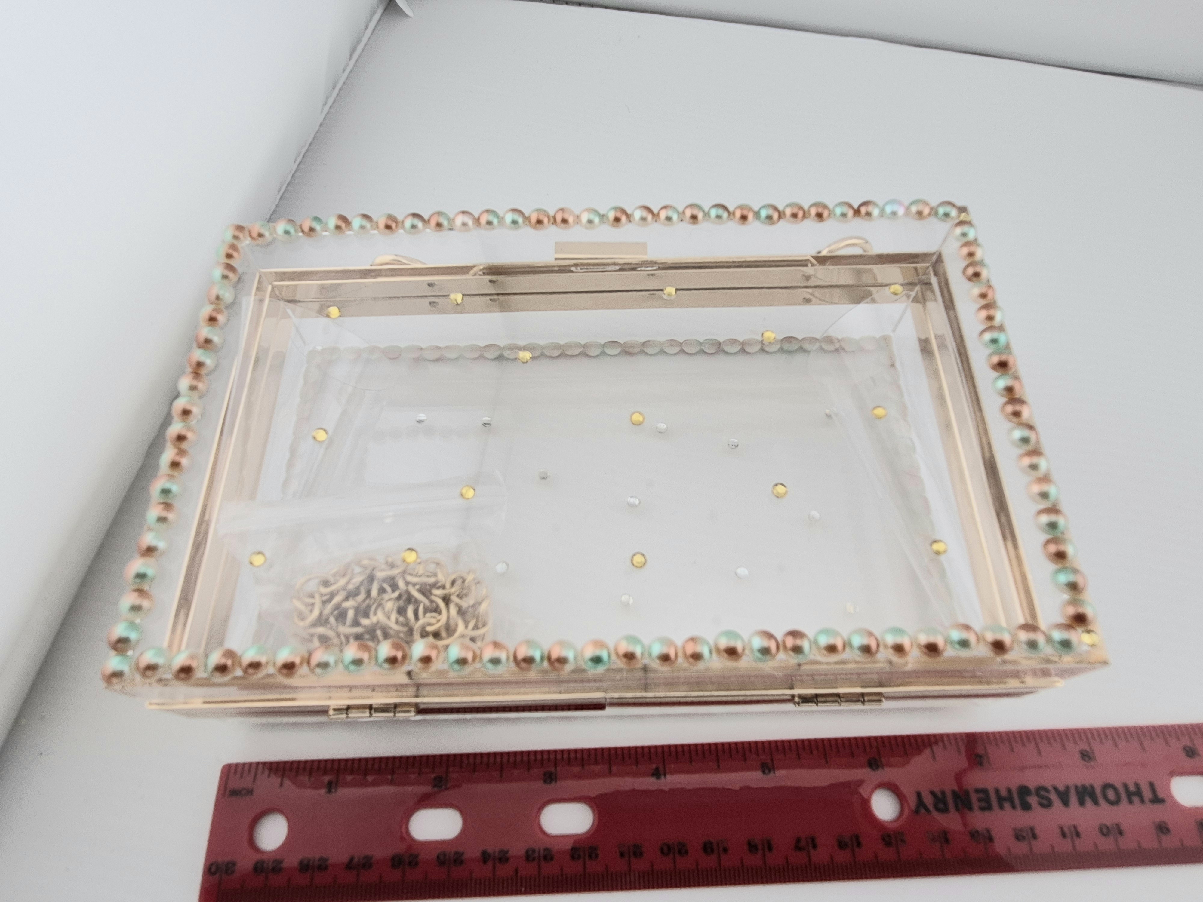 Clear Acrylic Gold Color Clutch Bag