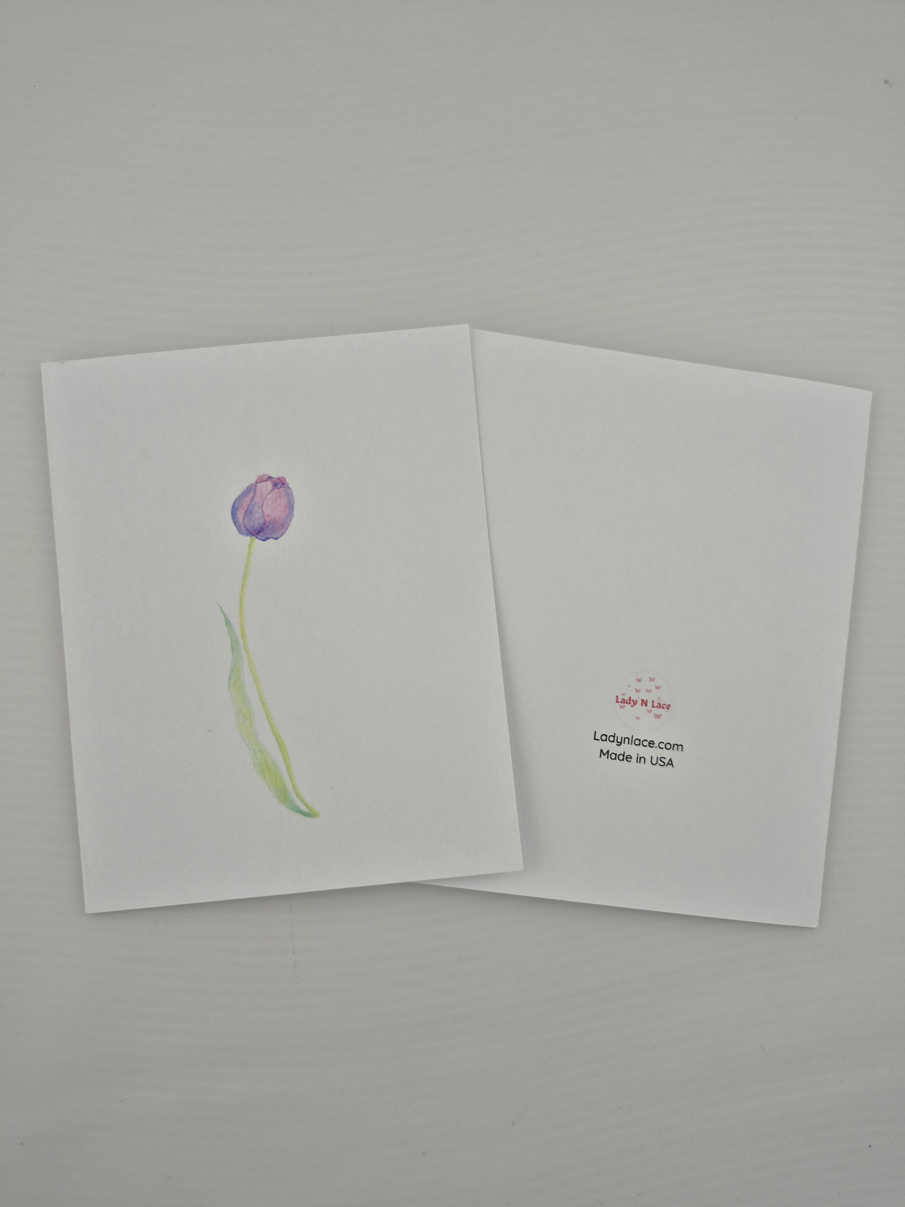 Hand-painted Purple Peony Greeting Card