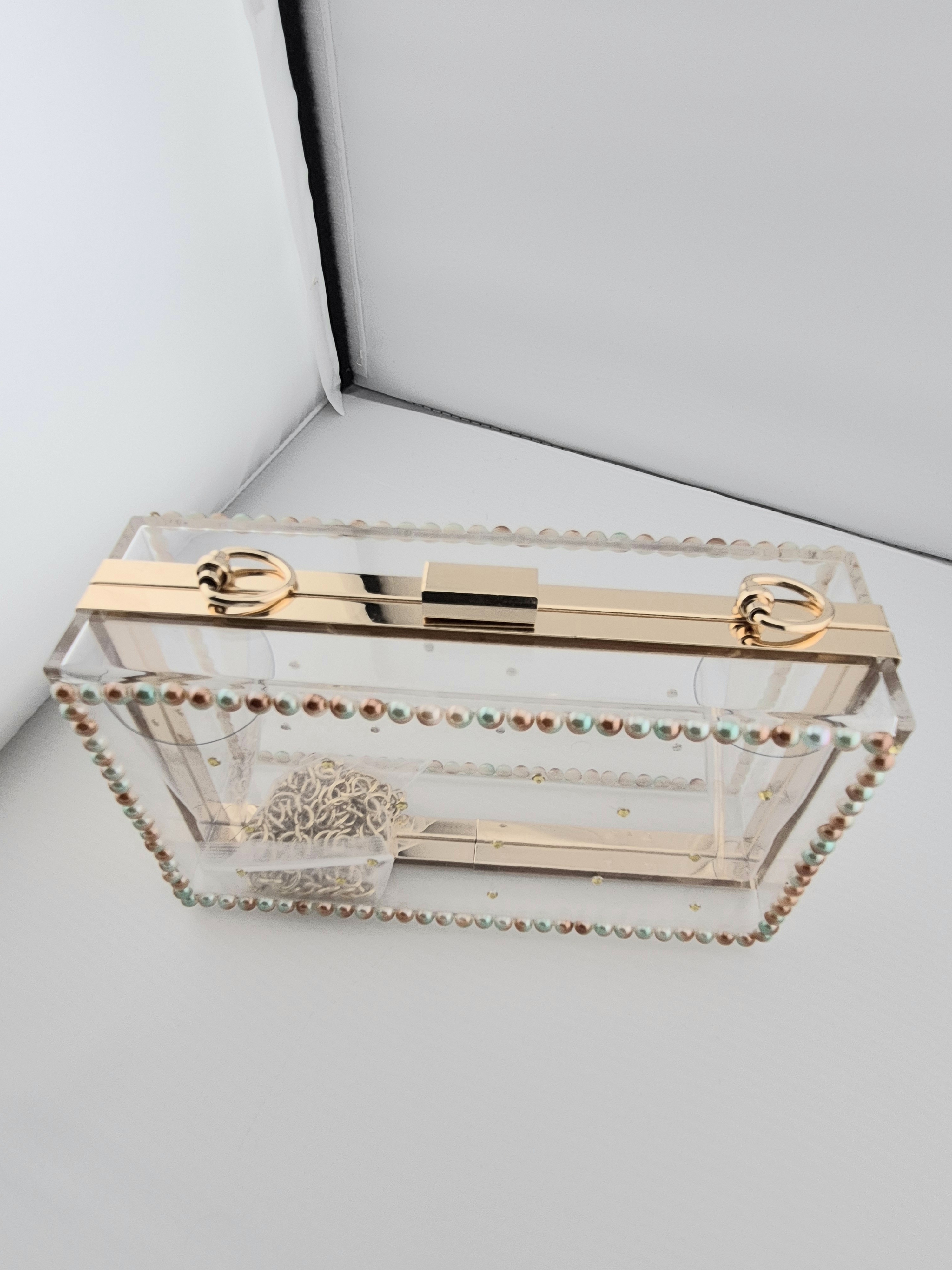 Clear Acrylic Gold Color Clutch Bag