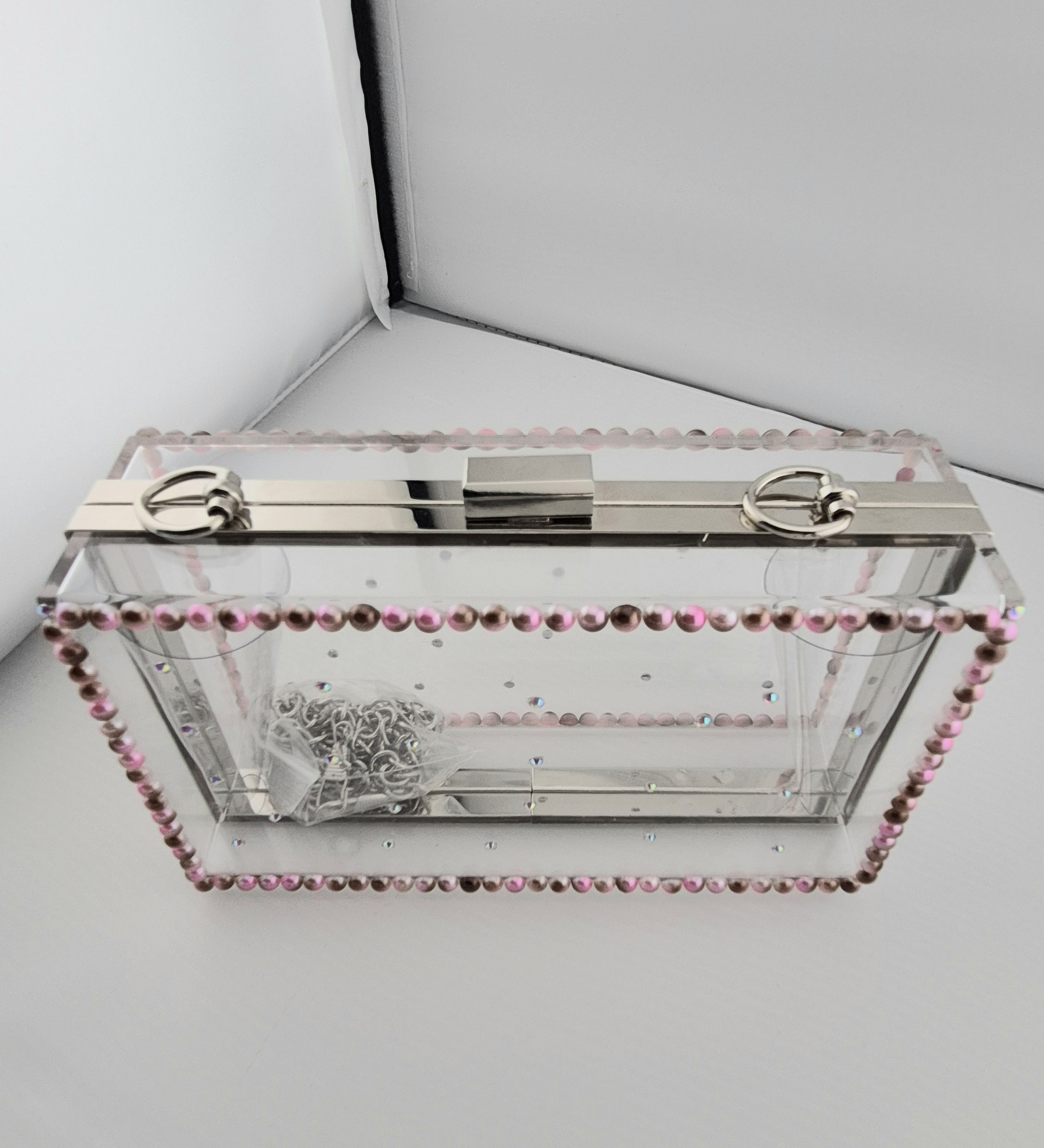 Clear Acrylic Silver Color Clutch Purse
