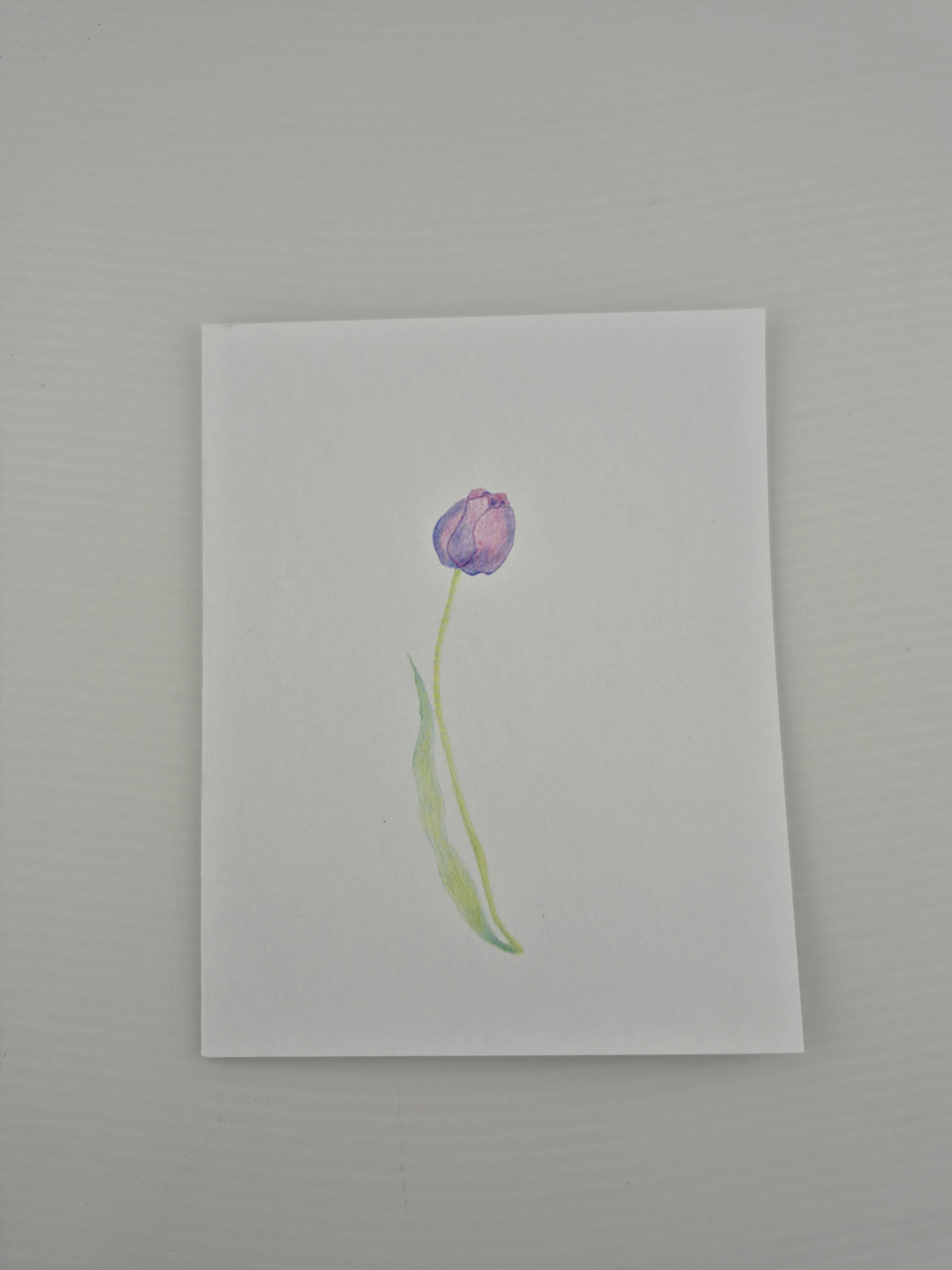 Hand-painted Purple Peony Greeting Card