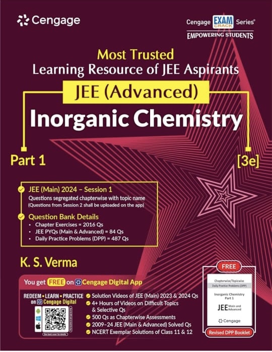 Cengage JEE Advanced Inorganic Chemistry: Part 1 with Free Online Assessments and Digital Content (Concept videos and Solution videos) 2024