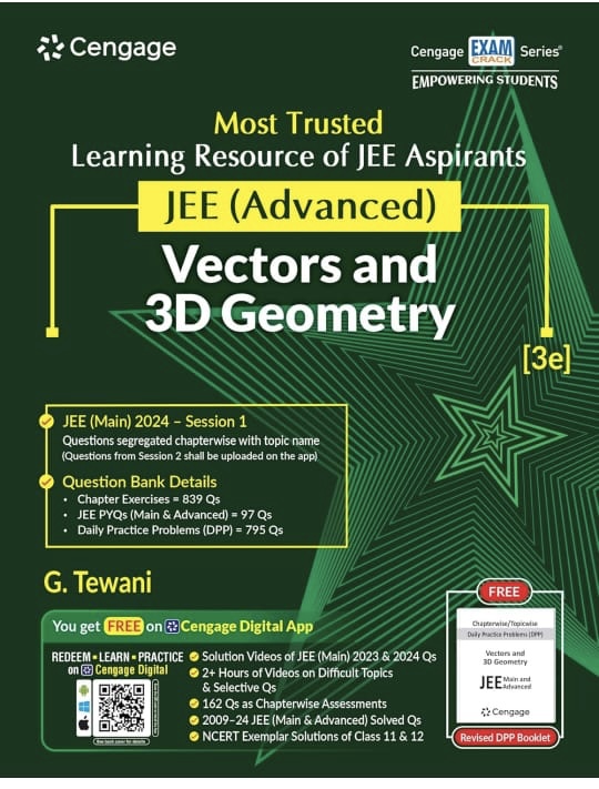 Cengage JEE Advanced Vectors and 3D Geometry with Free Online Assessments and Digital Content (Concept videos and Solution videos) 2024