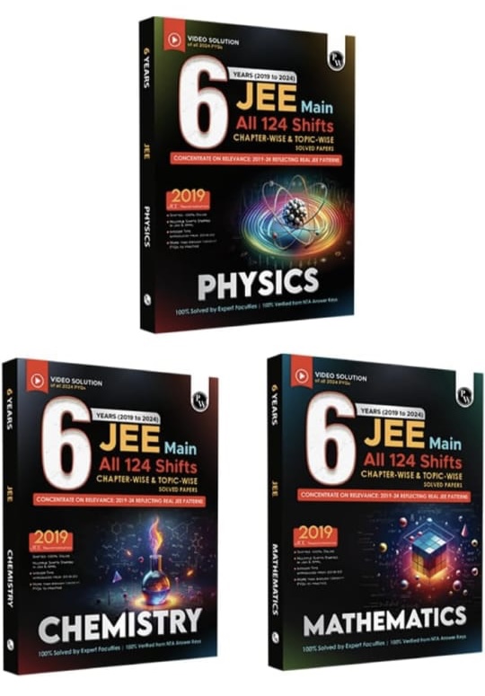 PW JEE Main 6 Years (2019-2024) Physics, Chemistry, Mathematics Set of 3 Books All Shifts Online Previous Years Solved Papers Chapterwise and Topicwise PYQs For JEE Main 2025 Exams