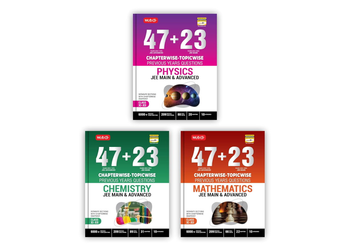 MTG 47 + 23 Years JEE Main (2024-2002) and JEE Advanced (2024-1978) Chapter-wise Topic-wise Previous Years Solved Question Papers Physics Chemistry & Mathematics Book � JEE PYQ Question Bank For 2025 [Paperback] MTG Editorial Board
