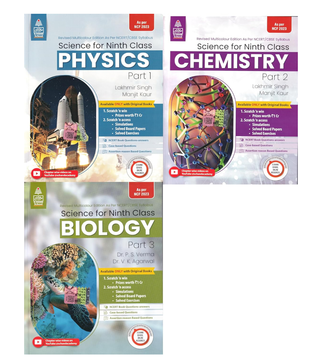 Combo Pack: Lakhmir Singh Class 9 Science (Physics, Chemistry, Biology) - 2024-25 Examination