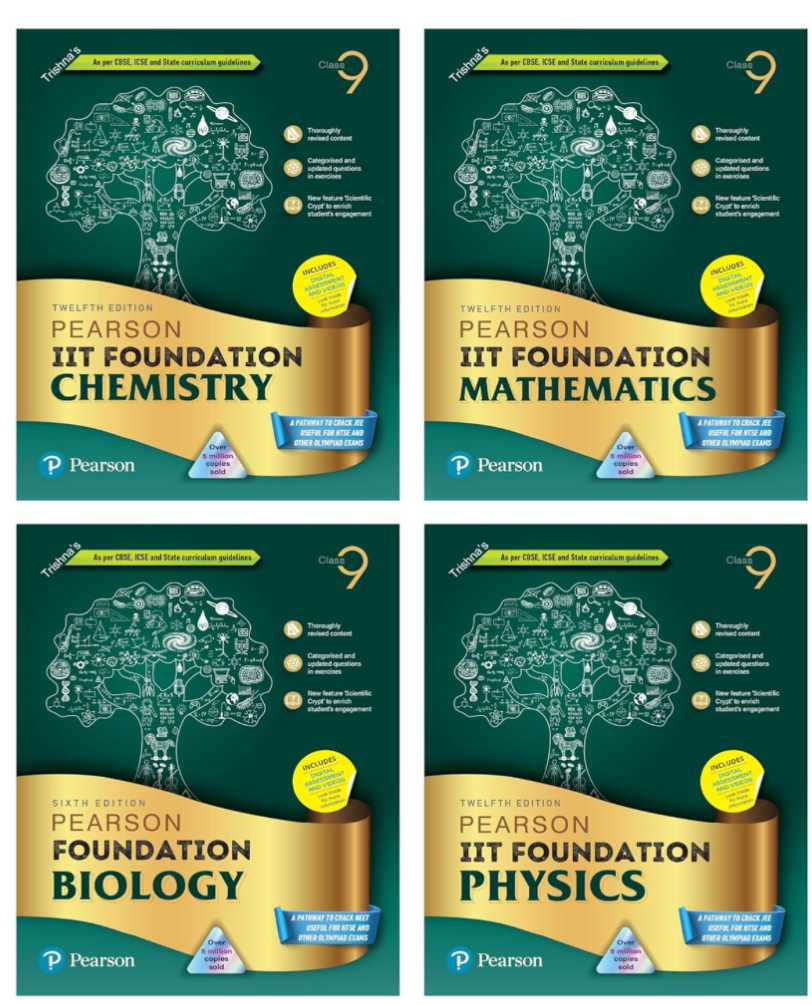Pearson IIT Foundation- Physics+ Chemistry + Maths + Biology Class 9 for JEE, NTSE, Olympiad| Revised CBSE |Free access to elibrary & Myinsights Self Preparation - 6th Edition 2024 By Pearson 